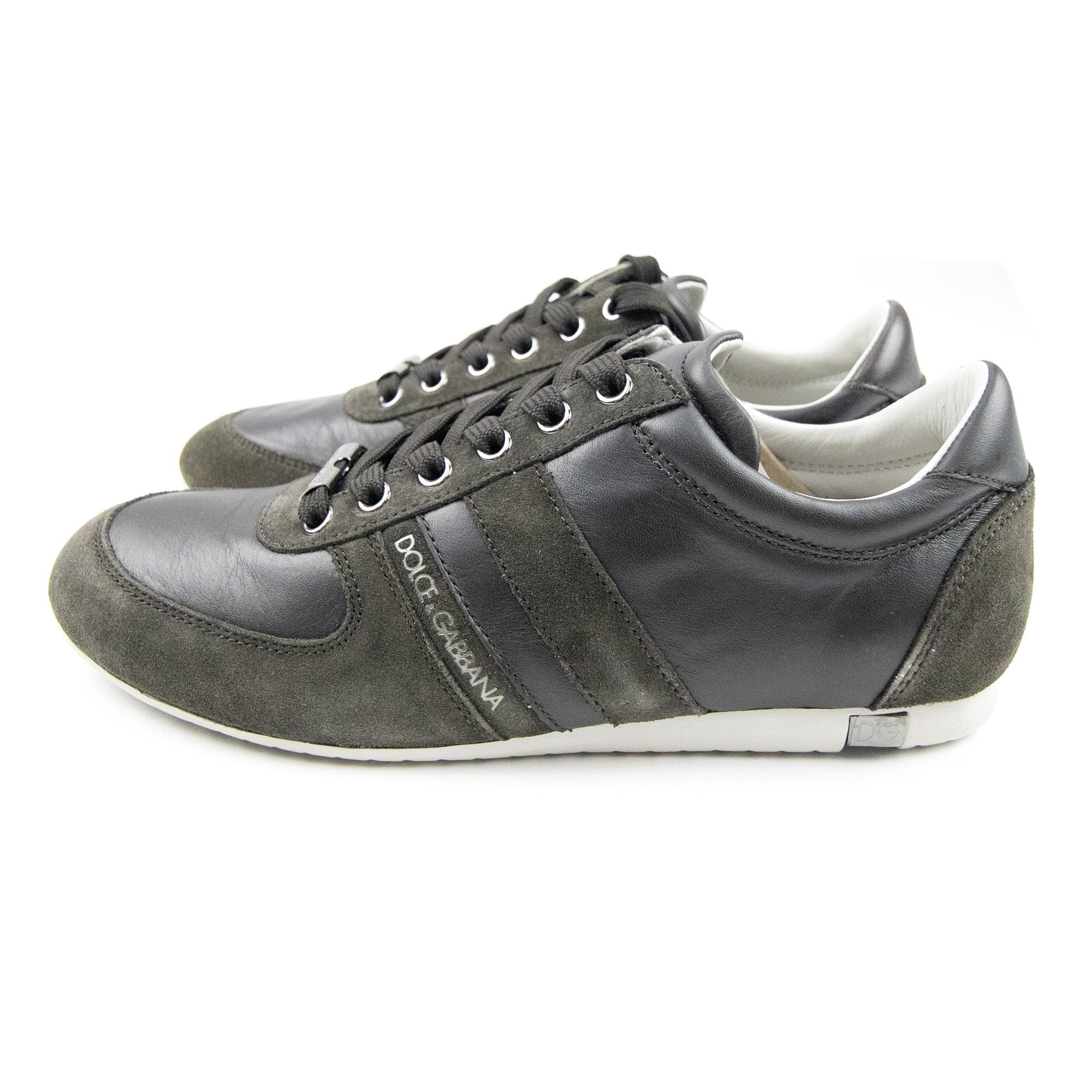 Dolce & Gabbana Suede Leather Logo Trainers Black/Green