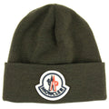 Moncler Large Logo Beanie Hat Dark Green