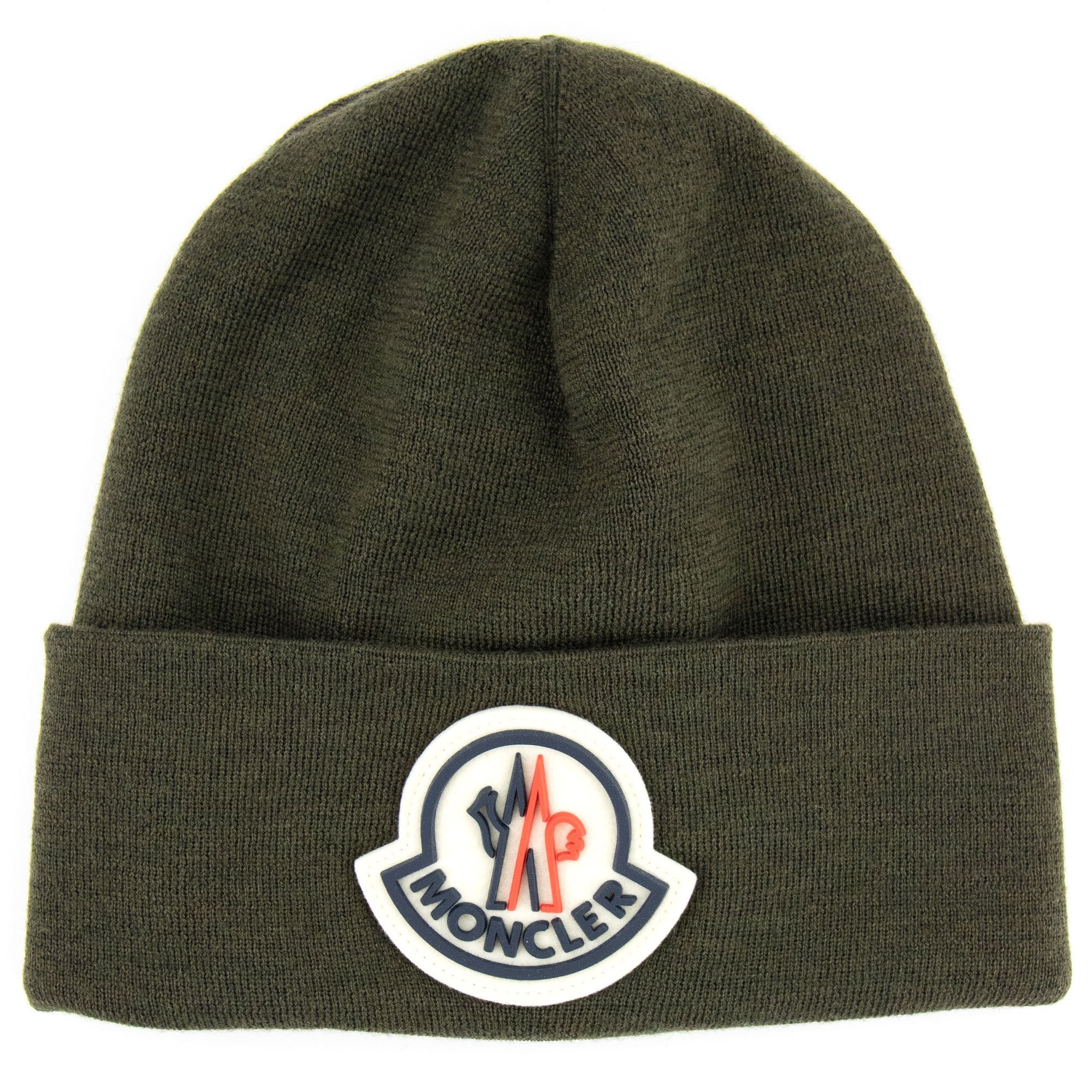 Moncler Large Logo Beanie Hat Dark Green
