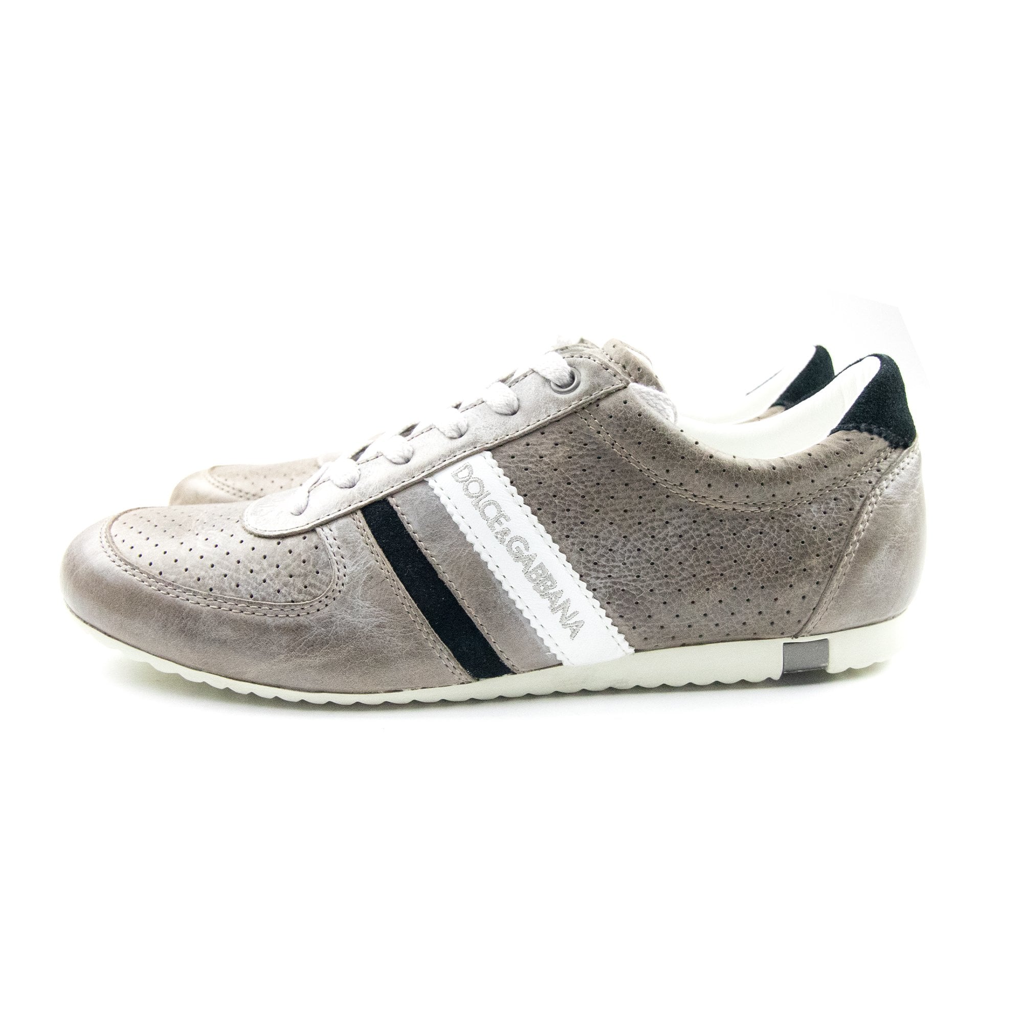 Dolce & Gabbana Vintage Leather Sneakers Ecru