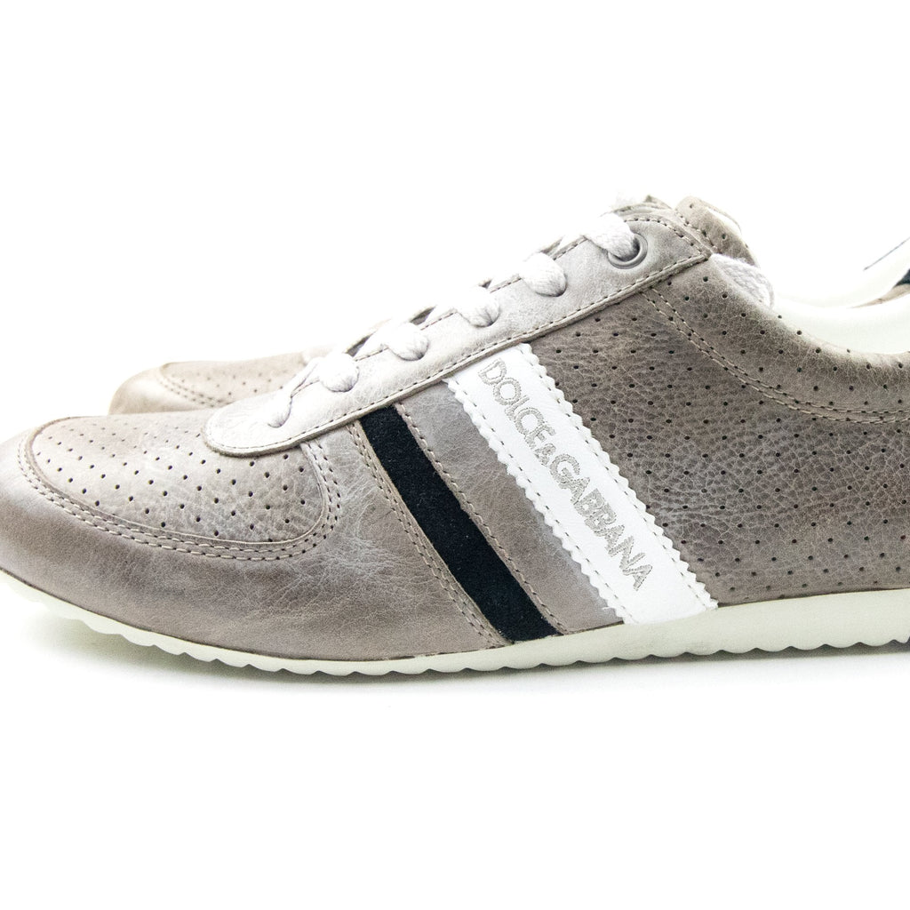 Dolce & Gabbana Vintage Leather Sneakers Ecru