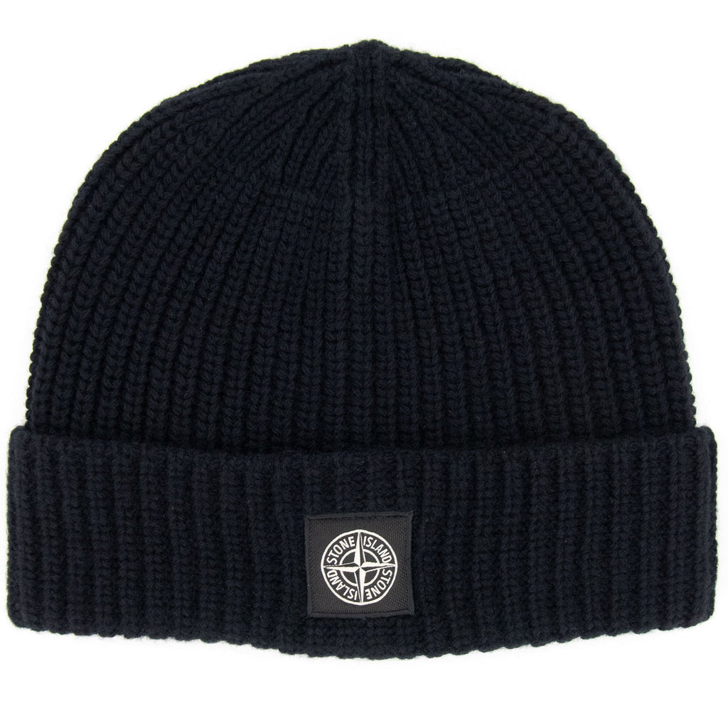 Stone Island Logo Wool Knit Beanie Black V0029