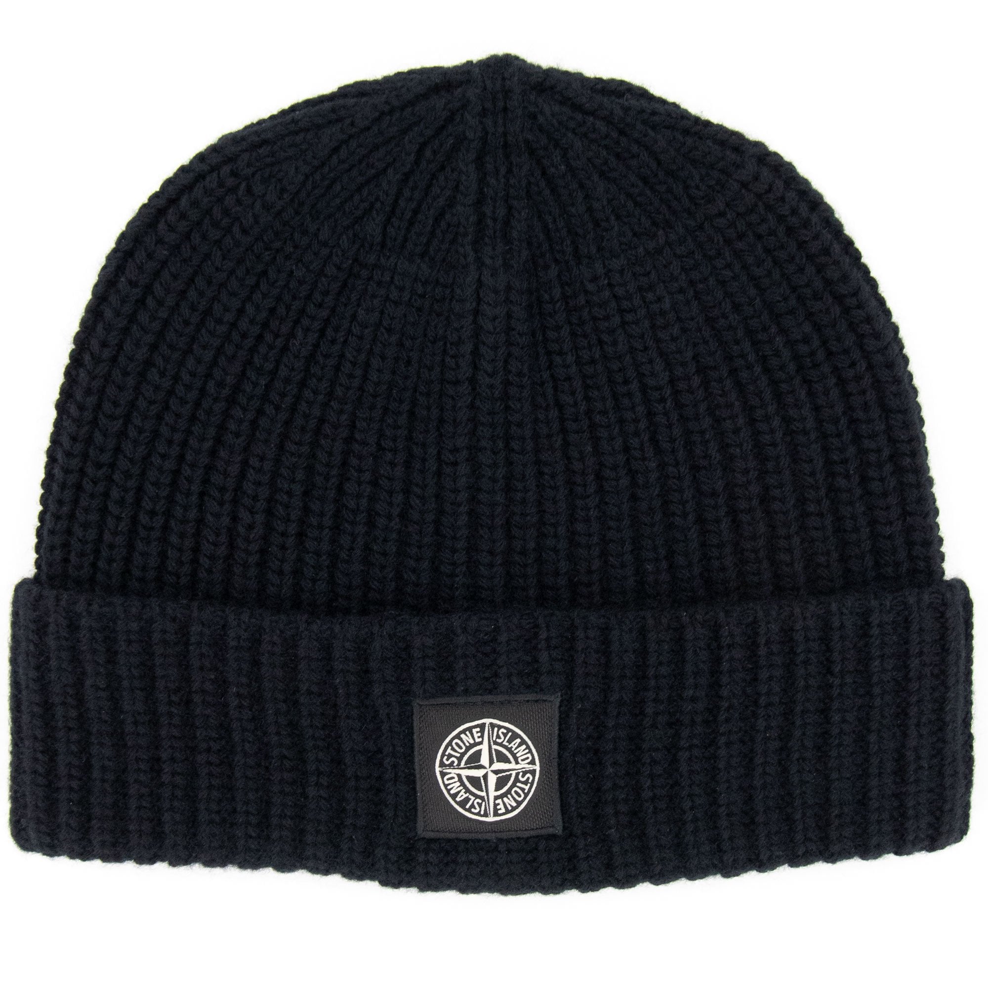 Stone Island Logo Wool Knit Beanie Black V0029