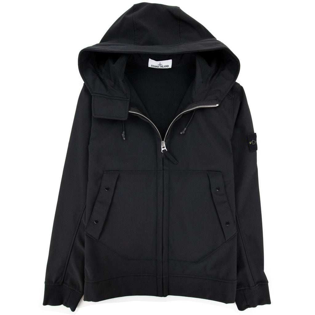 Stone Island Soft Shell-r Hooded Jacket Black V0029