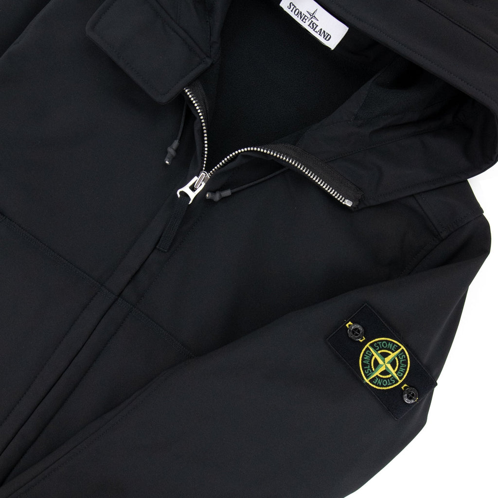 Stone Island Soft Shell-r Hooded Jacket Black V0029