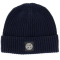 Stone Island Logo Wool Knit Beanie Navy V0020