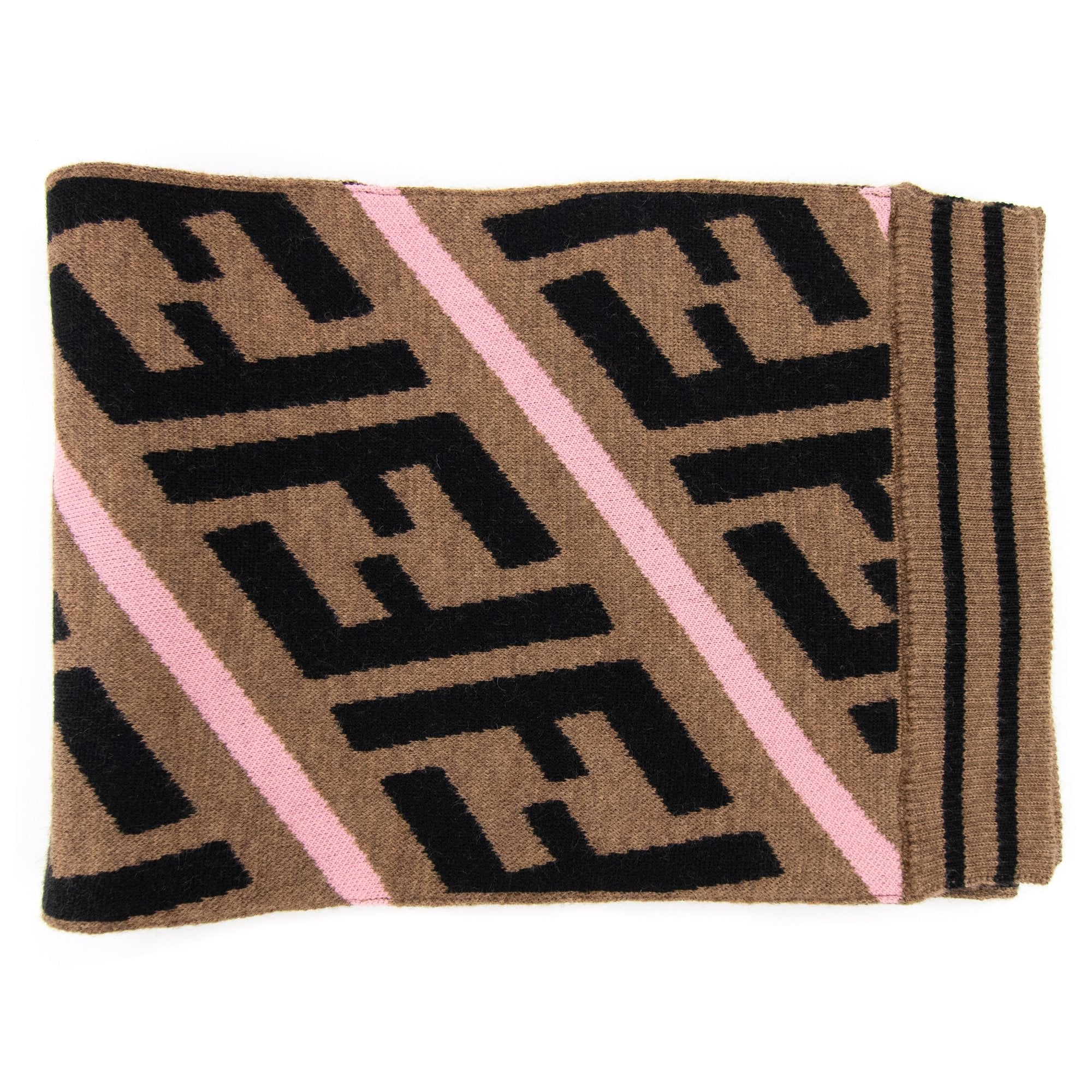 Fendi Kids FF Logo Knitted Scarf Rococo Zucca
