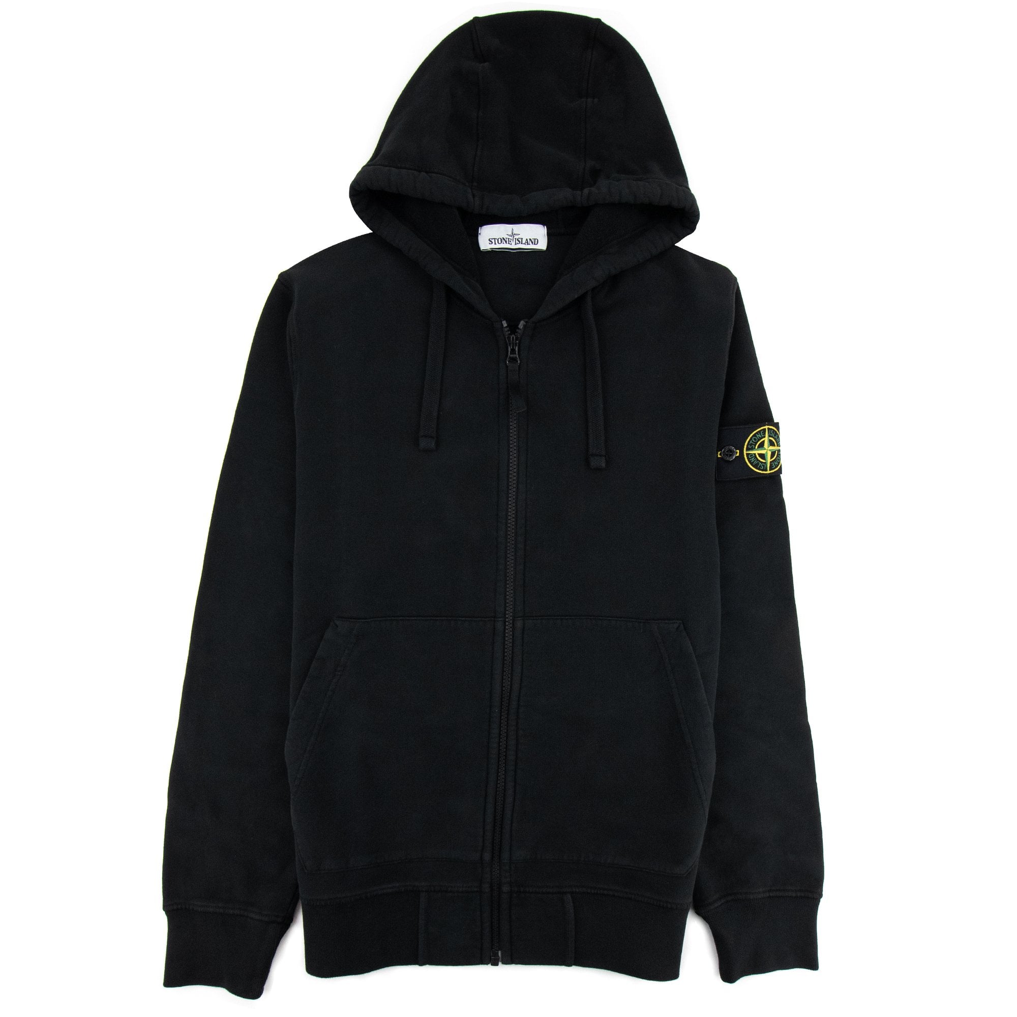 Stone Island Open Zip Up Hooded Sweatshirt Black V0029 | ONU – Onu