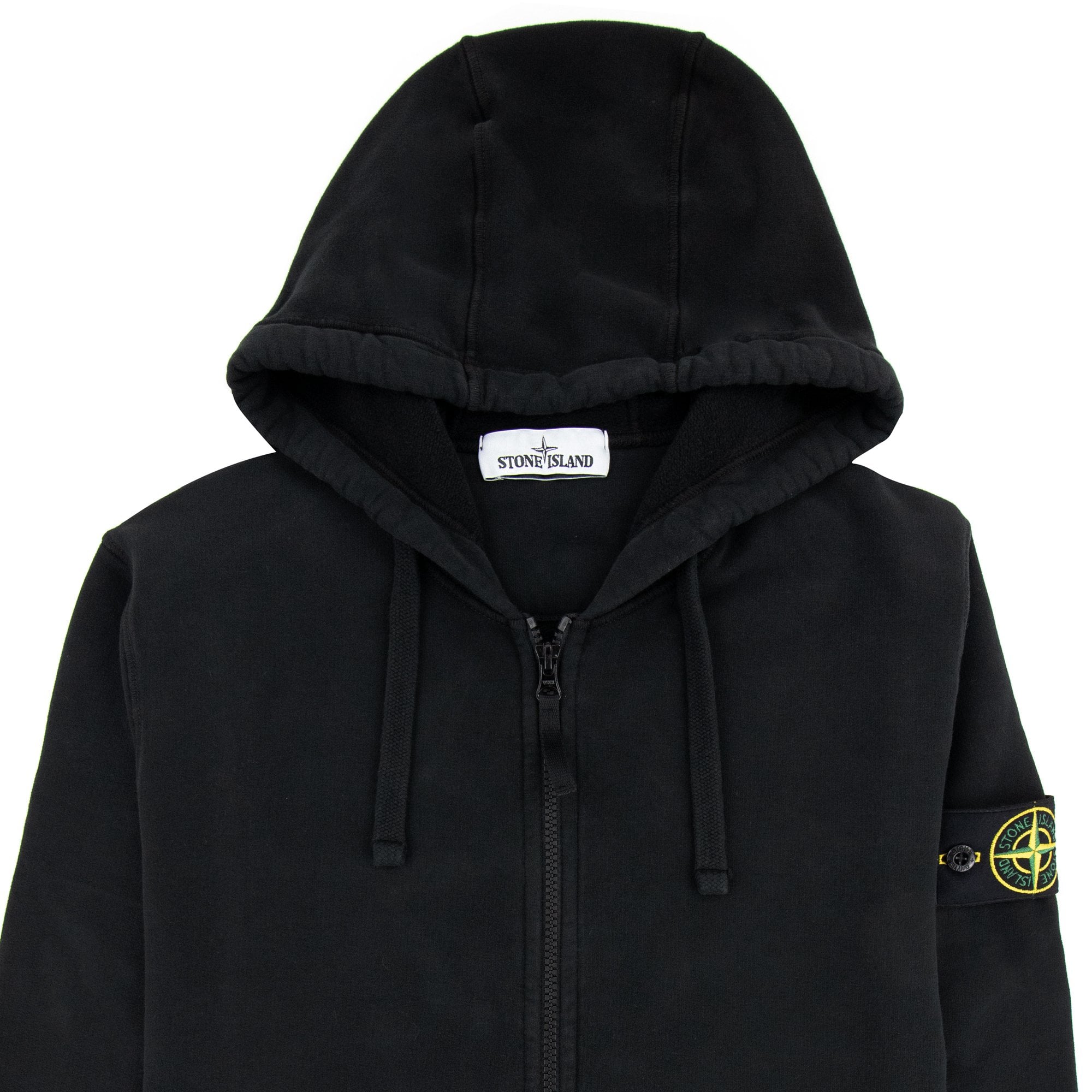 Stone Island Open Zip Up Hooded Sweatshirt Black V0029