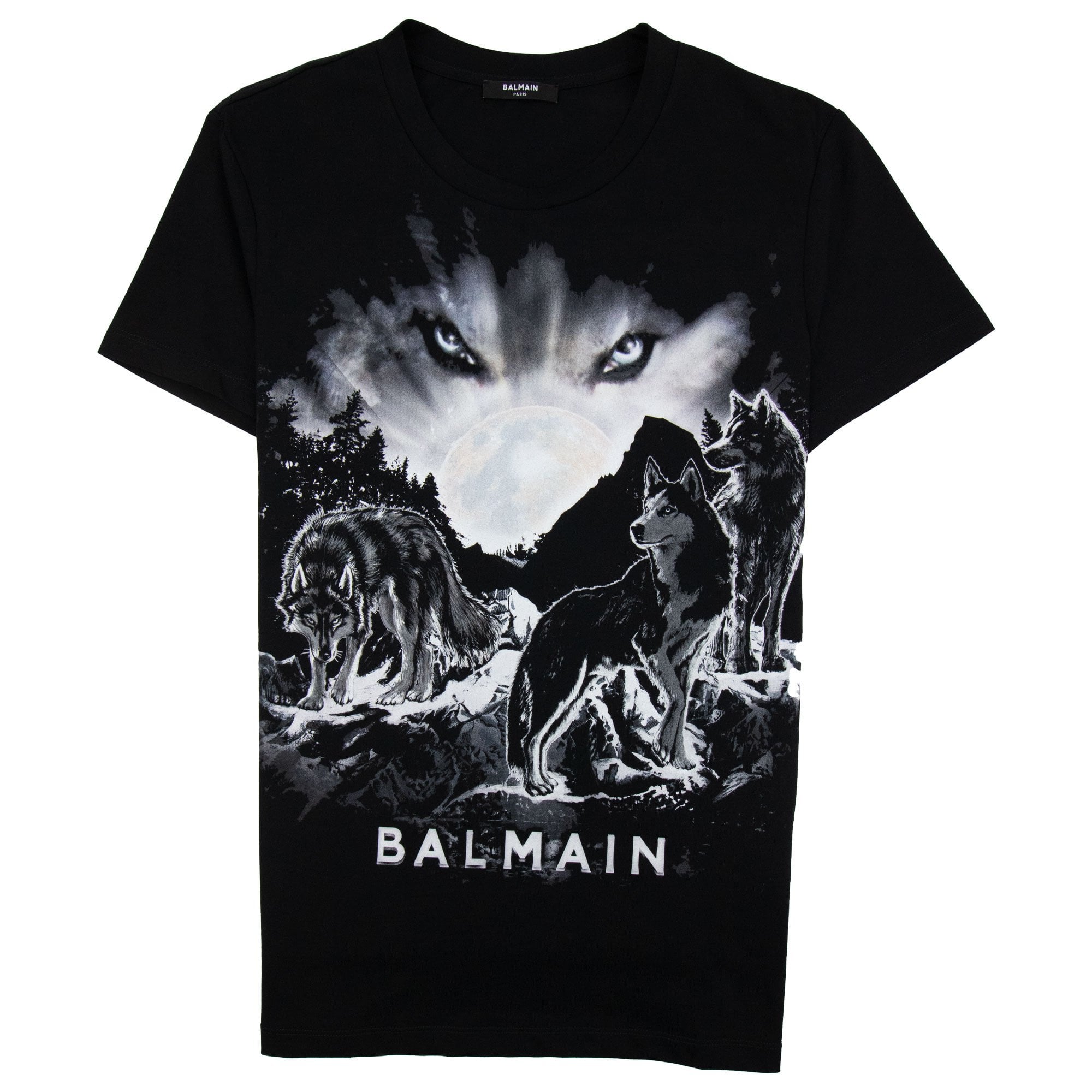 Balmain Wolf Eyes Moon T-Shirt Black