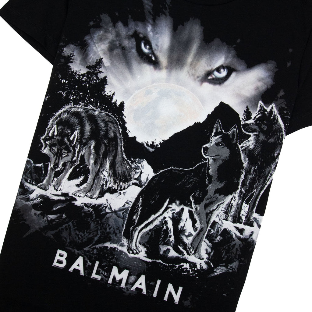 Balmain Wolf Eyes Moon T-Shirt Black