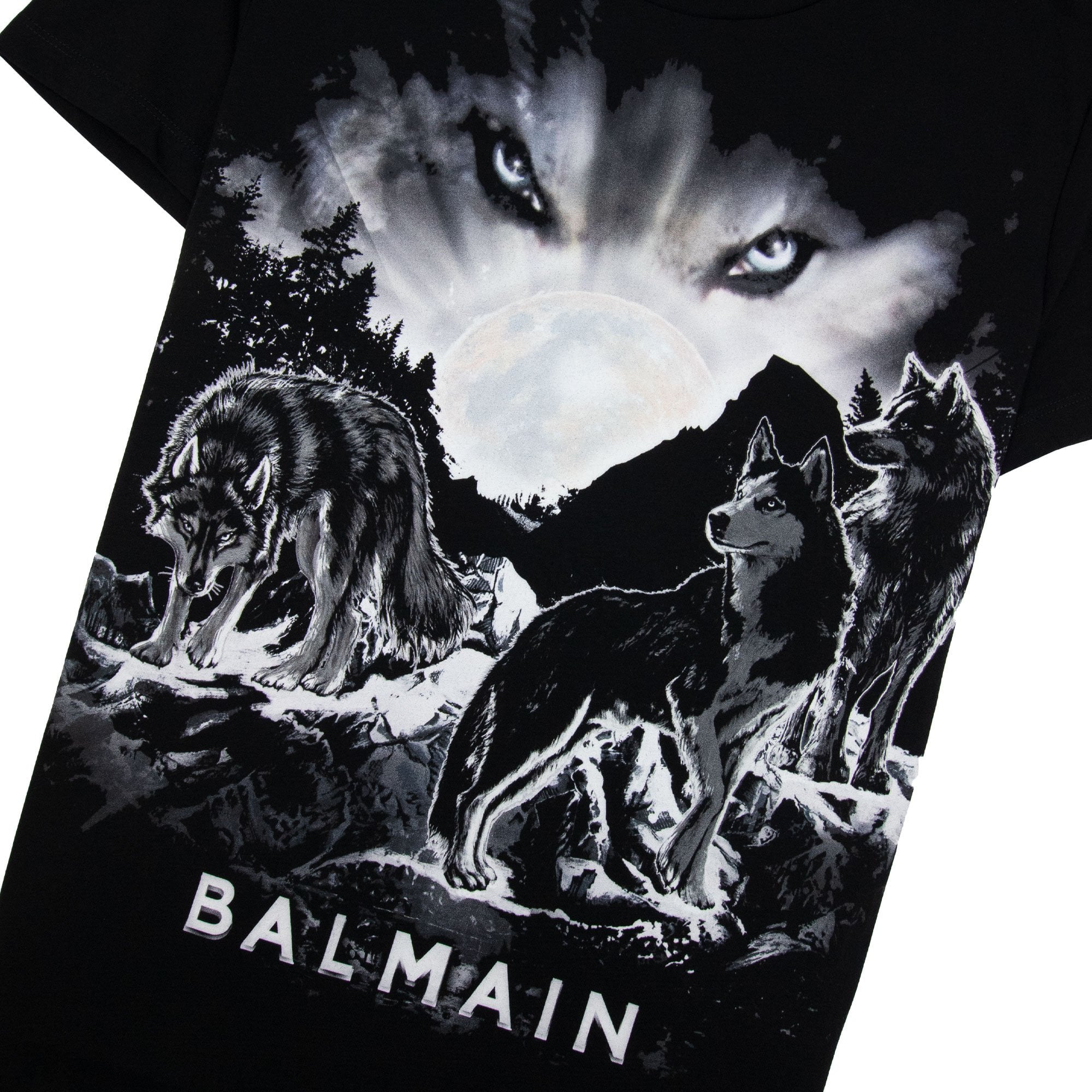Balmain Wolf Eyes Moon T-Shirt Black