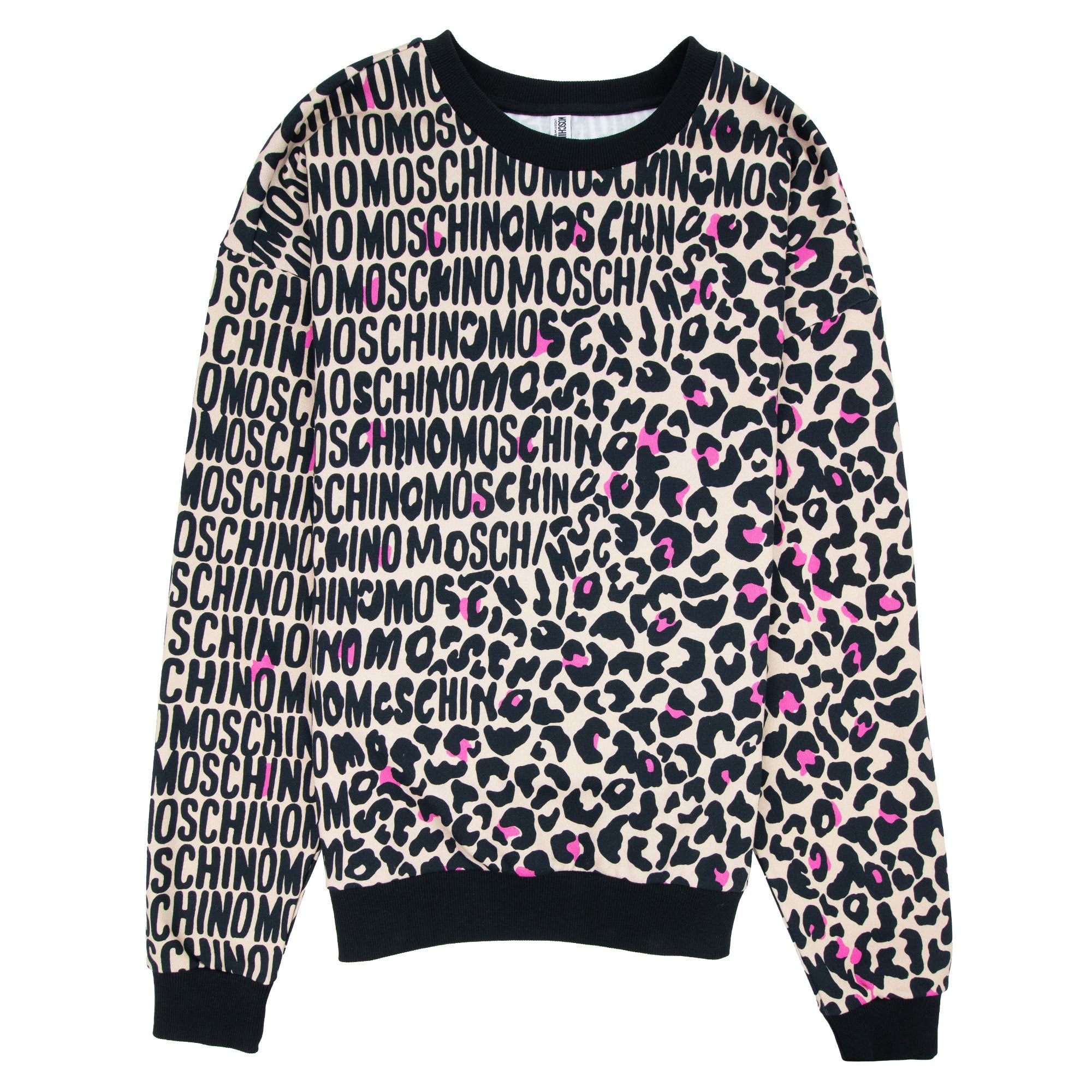 Moschino Underwear Leopard Print Crew Neck Sweatshirt Camel/black 1003