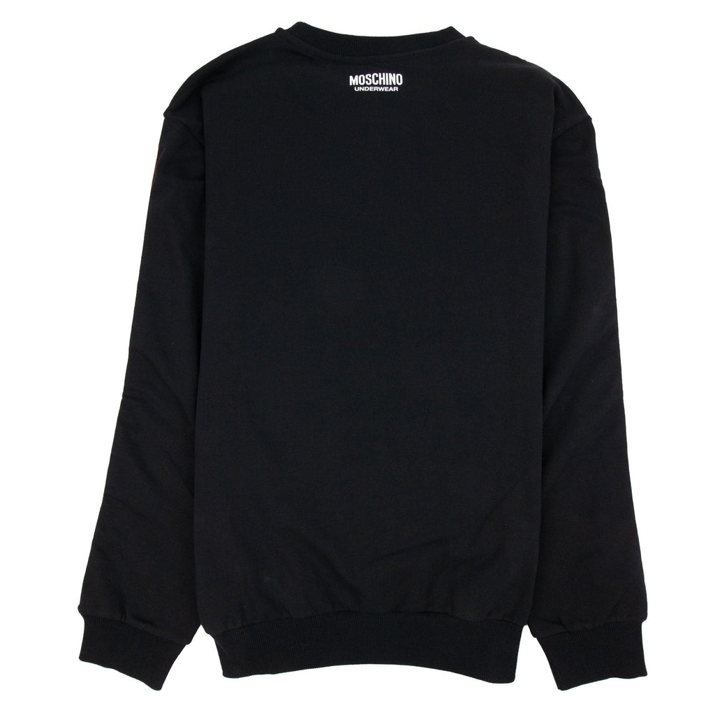 Moschino Underwear Tape Logo Crew Neck Sweatshirt Black 0555