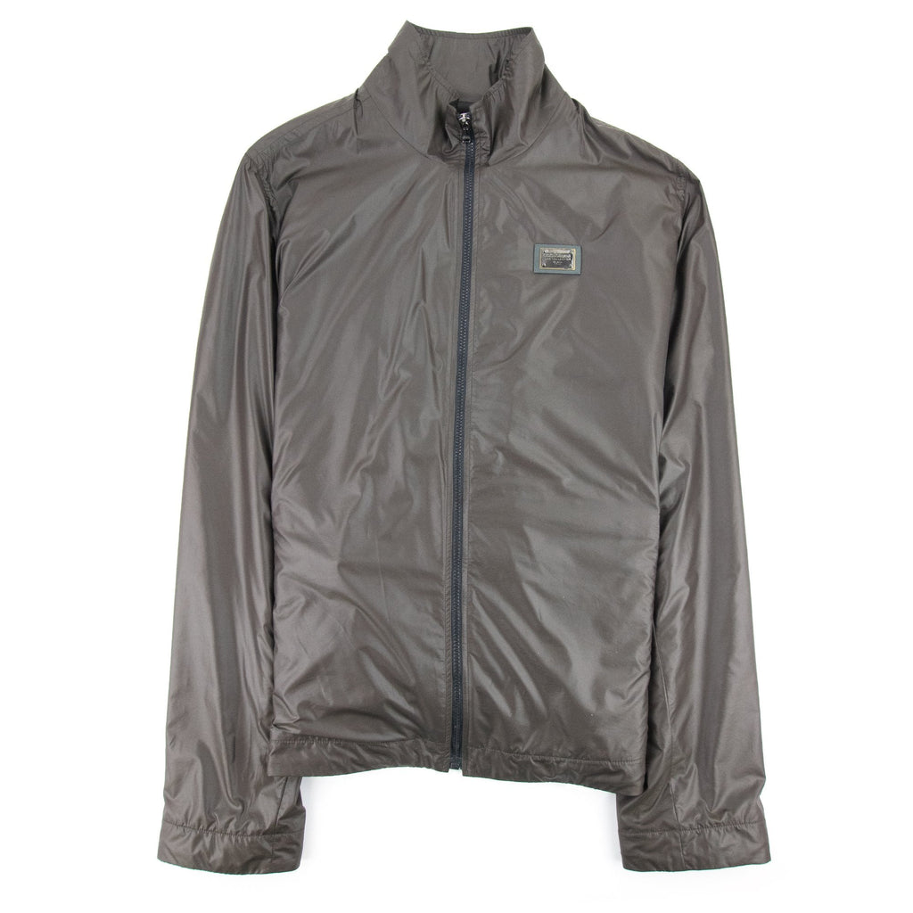 Dolce & Gabbana Metal Logo Zip Up Jacket Dark Brown SA4