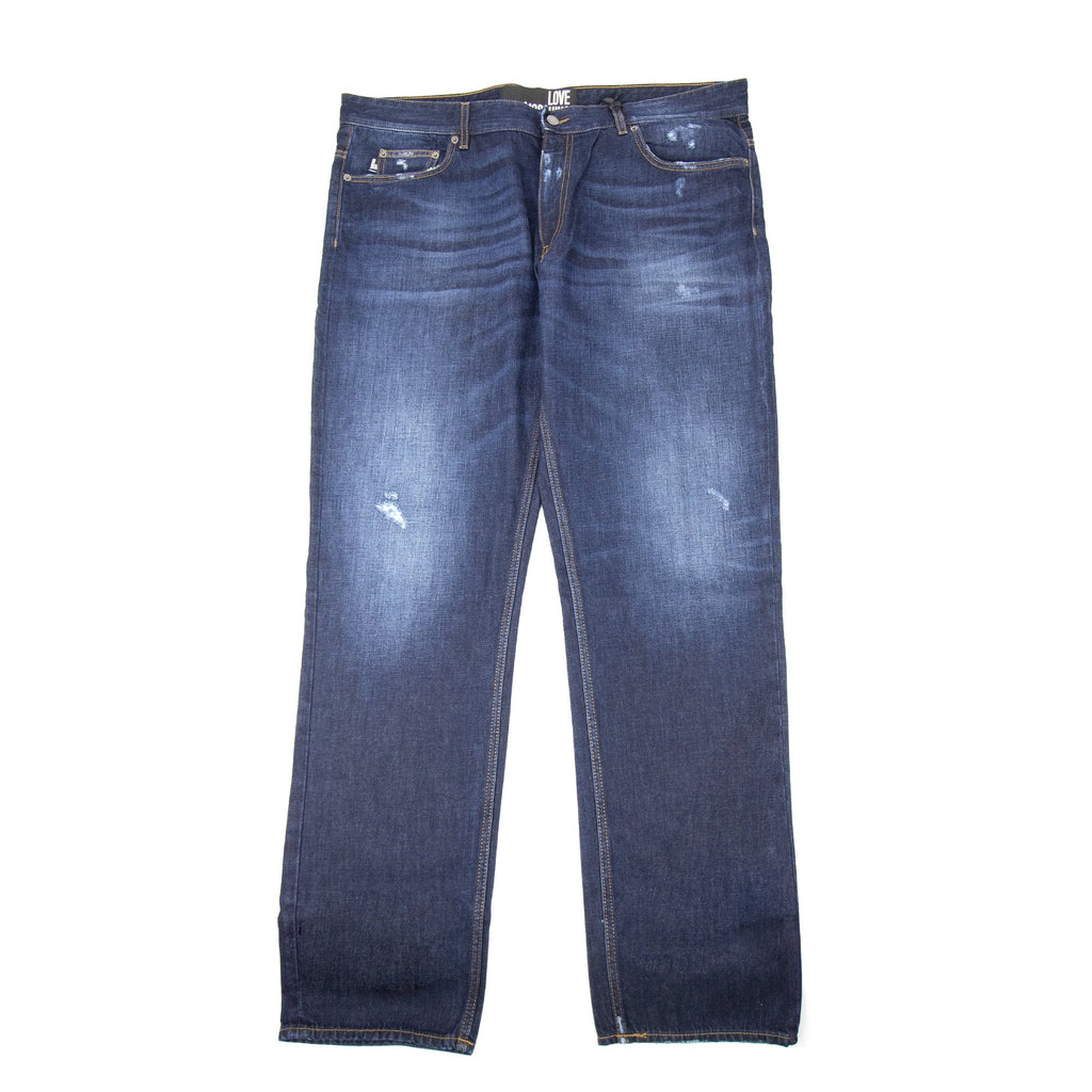 Love Moschino Leather Peace Badge Jean Denim