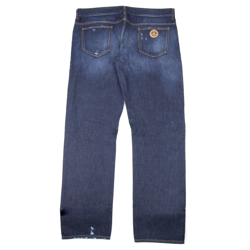 Love Moschino Leather Peace Badge Jean Denim