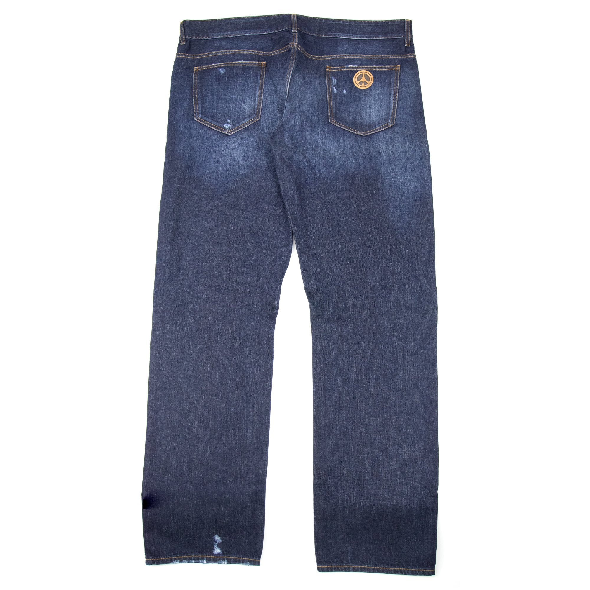 Love Moschino Leather Peace Badge Jean Denim