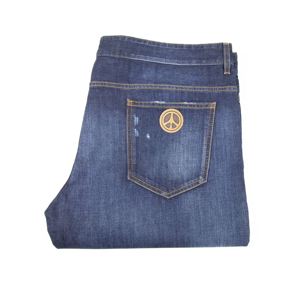 Love Moschino Leather Peace Badge Jean Denim