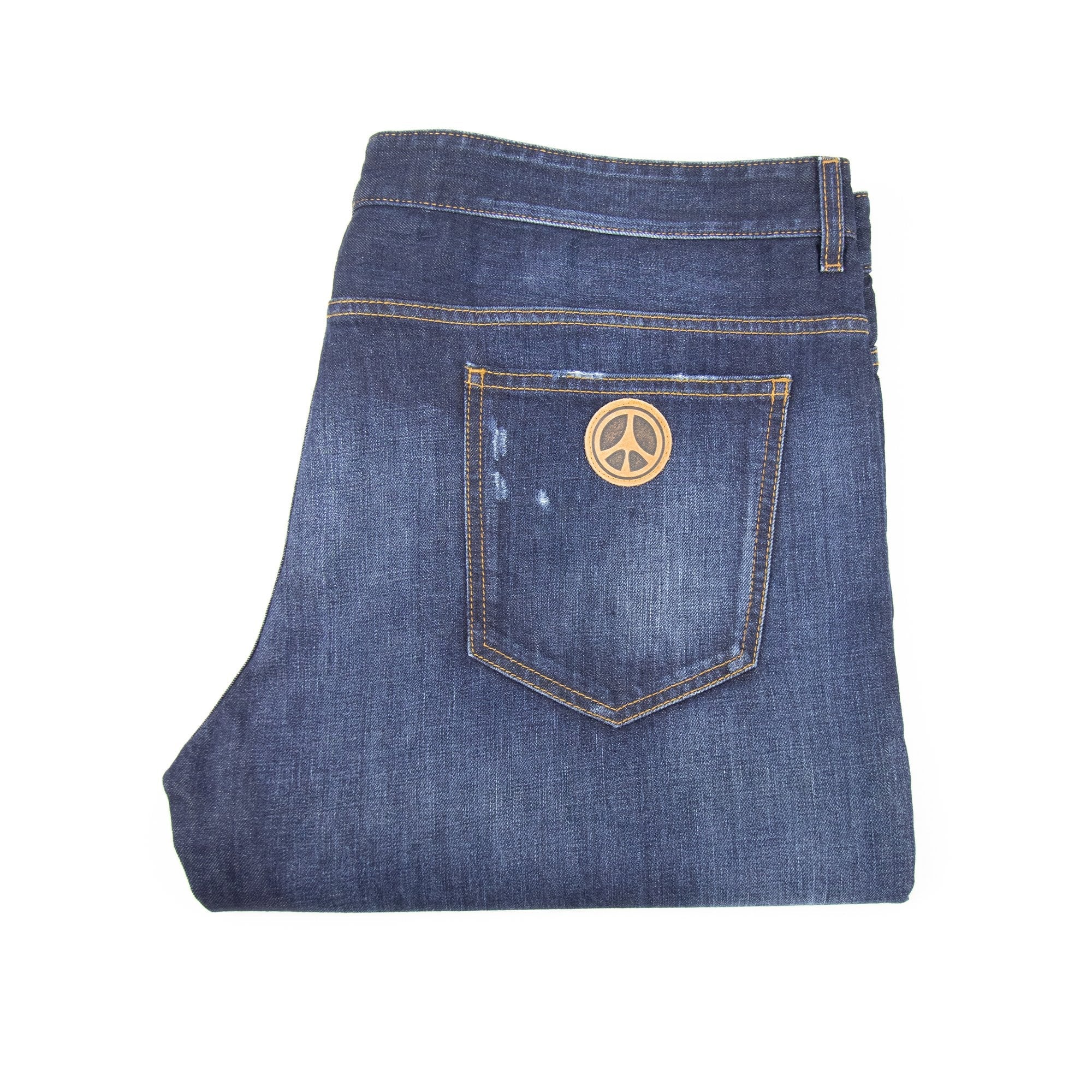 Love Moschino Leather Peace Badge Jean Denim