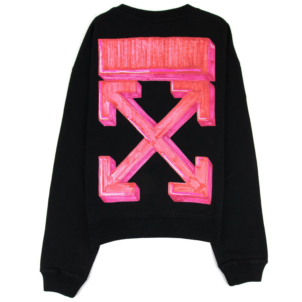 Off White Marker Over Crew Neck Sweatshirt Black/red