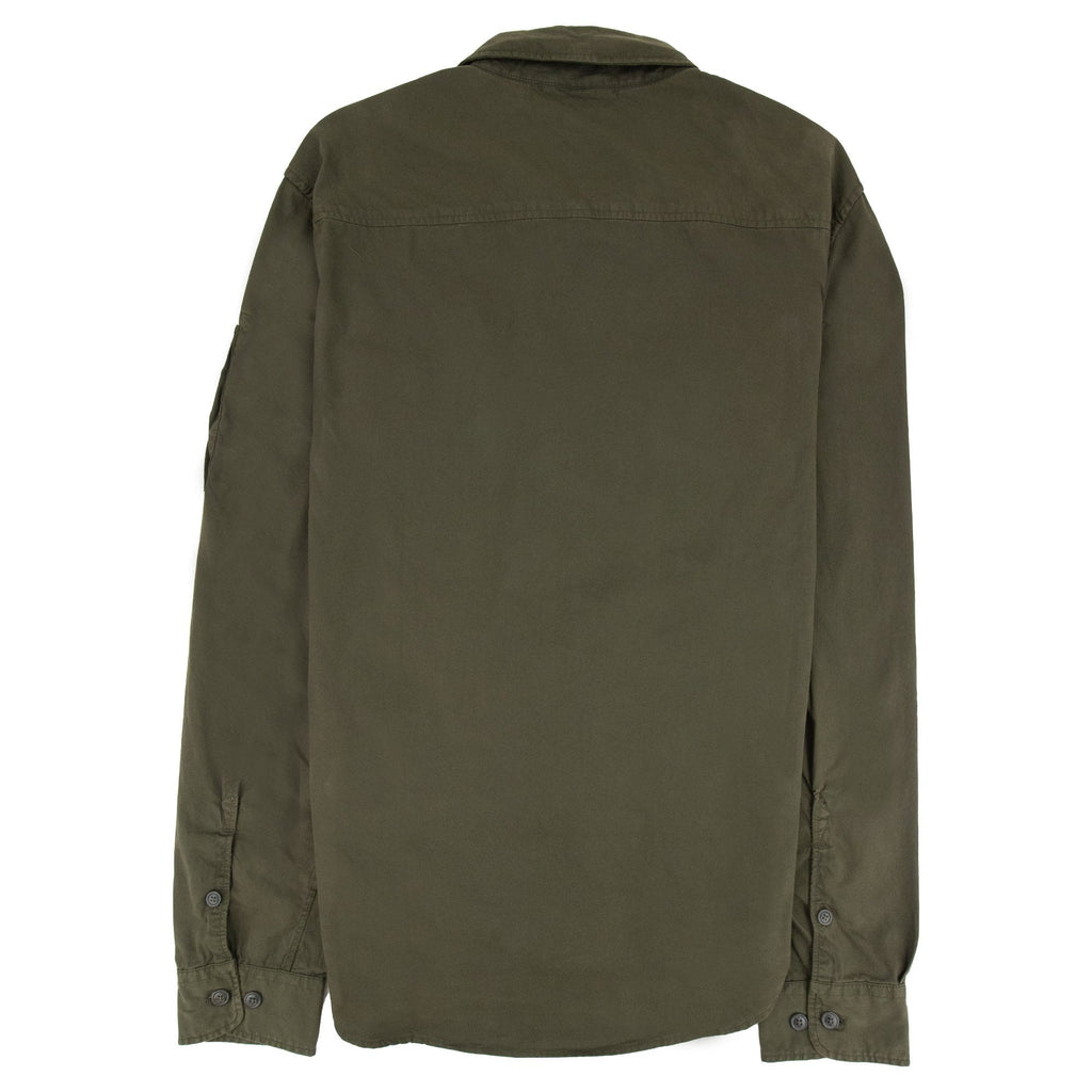 C.P. Company Garment Dyed Emerize Zipped Lens Shirt Green 683