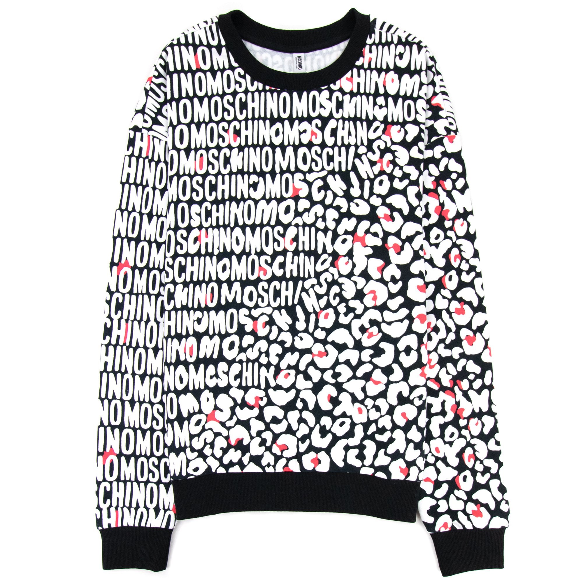 Moschino Underwear Leopard Print Crew Neck Sweatshirt White/black 5118