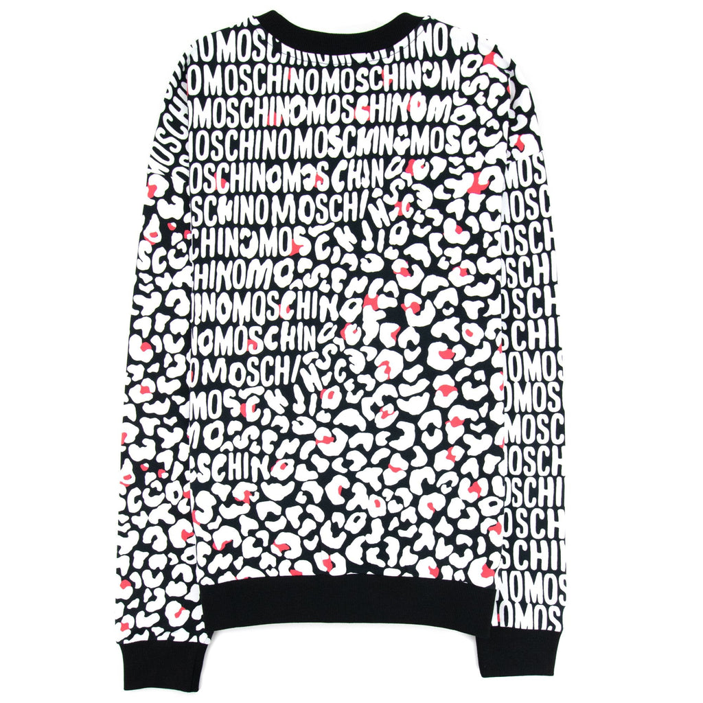 Moschino Underwear Leopard Print Crew Neck Sweatshirt White/black 5118
