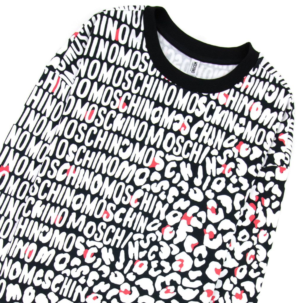 Moschino Underwear Leopard Print Crew Neck Sweatshirt White/black 5118