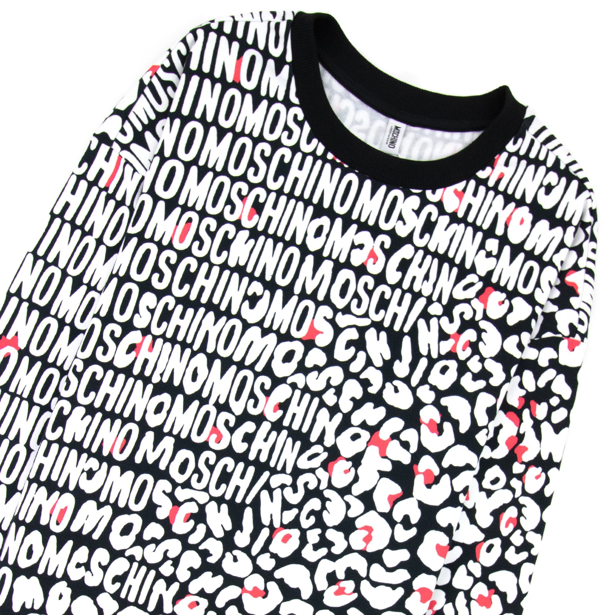 Moschino Underwear Leopard Print Crew Neck Sweatshirt White/black 5118