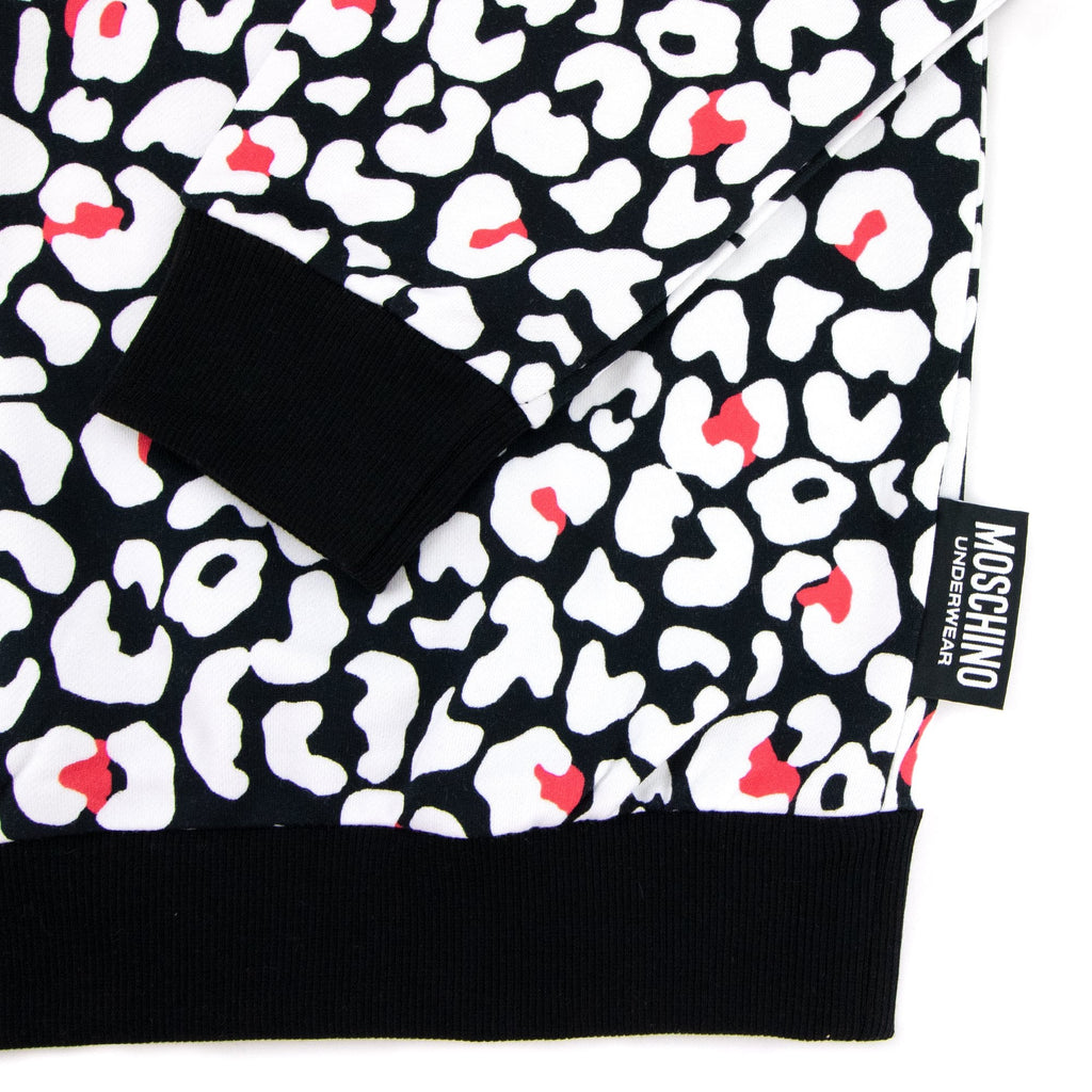 Moschino Underwear Leopard Print Crew Neck Sweatshirt White/black 5118
