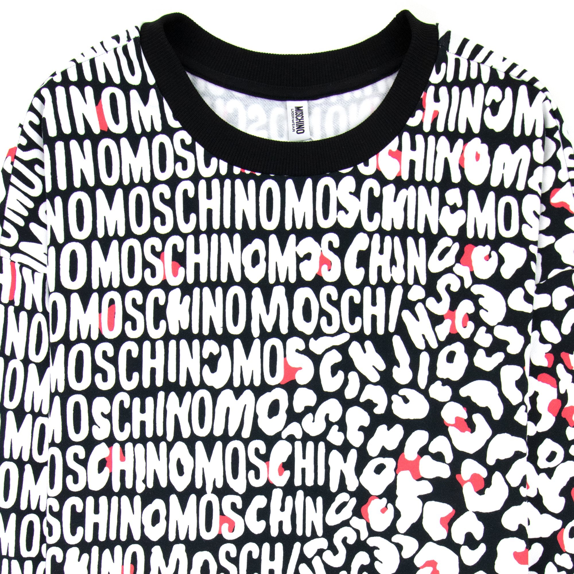 Moschino Underwear Leopard Print Crew Neck Sweatshirt White/black 5118