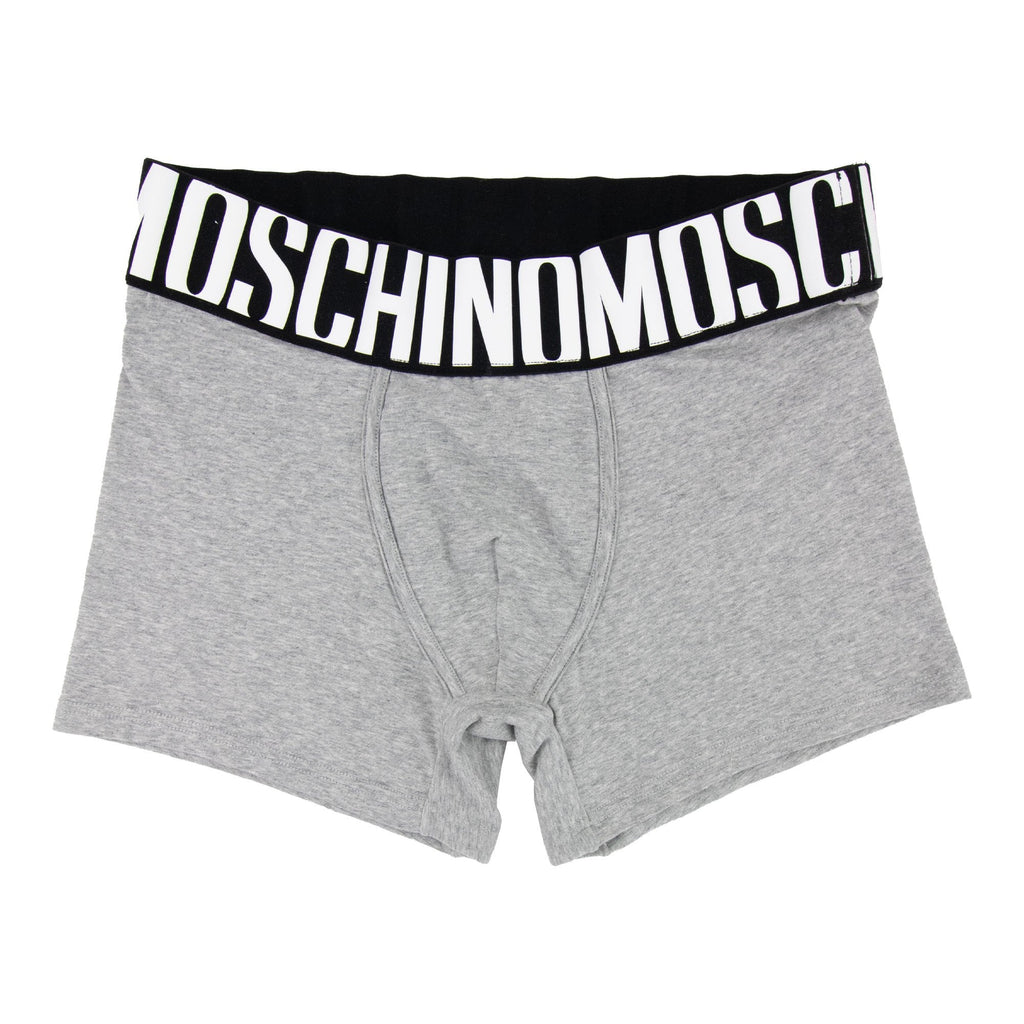 Moschino Underwear Logo Print Stretch Cotton Trunks Grey