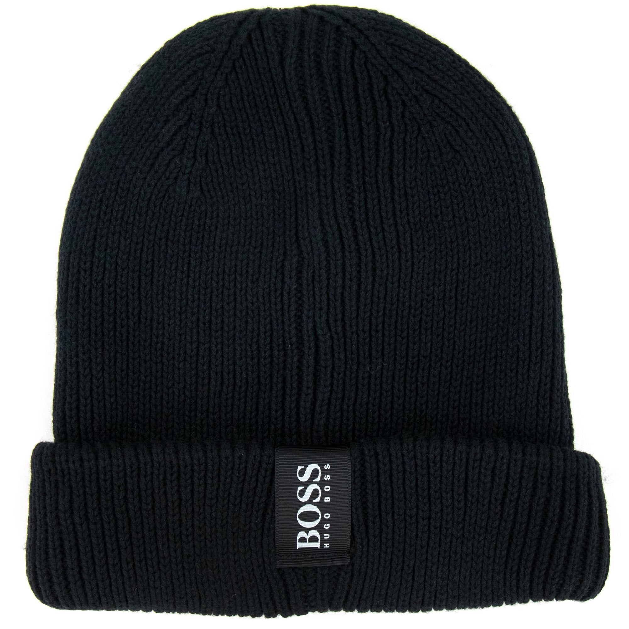 Hugo Boss Kids Cotton Beanie Hat Black