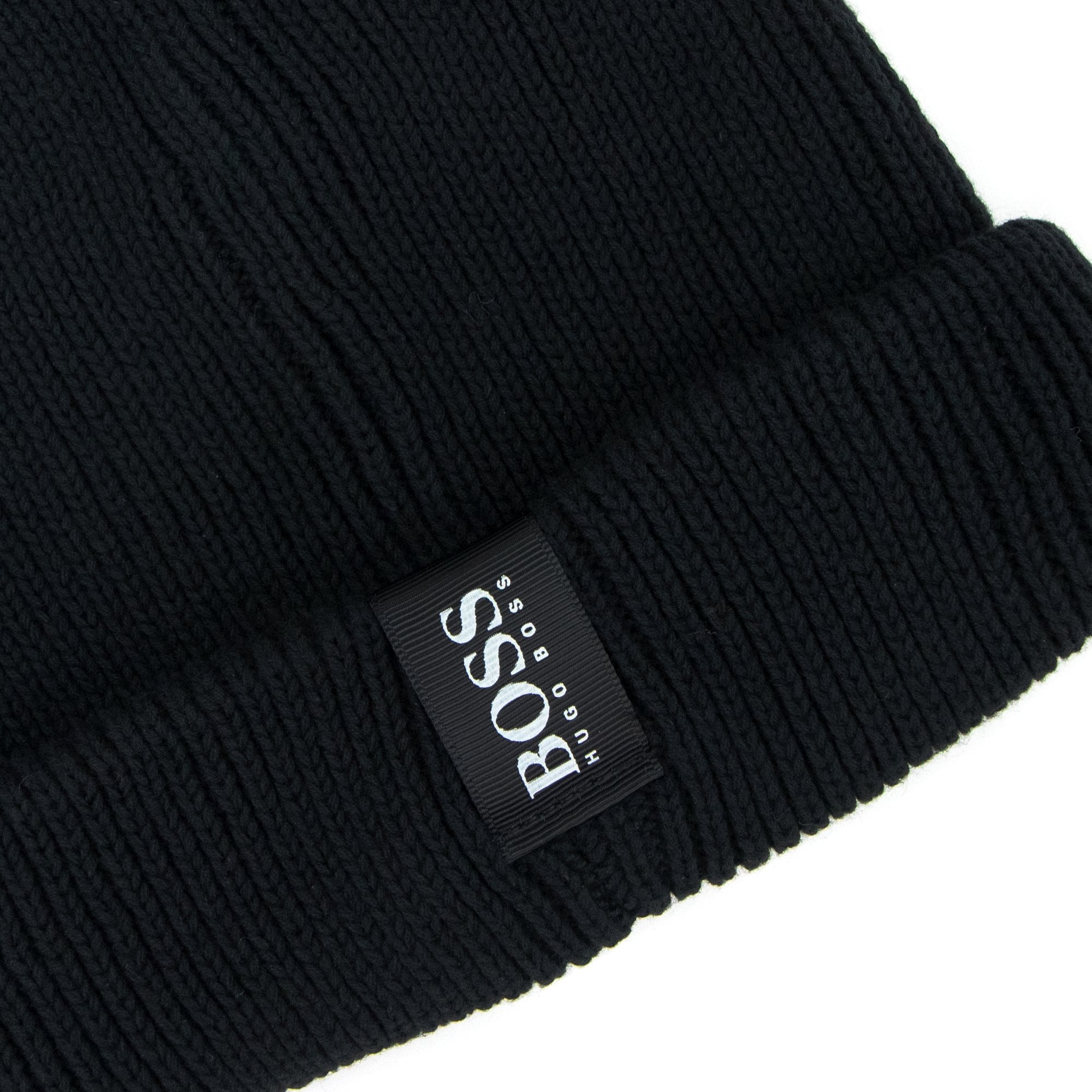 Hugo Boss Kids Cotton Beanie Hat Black