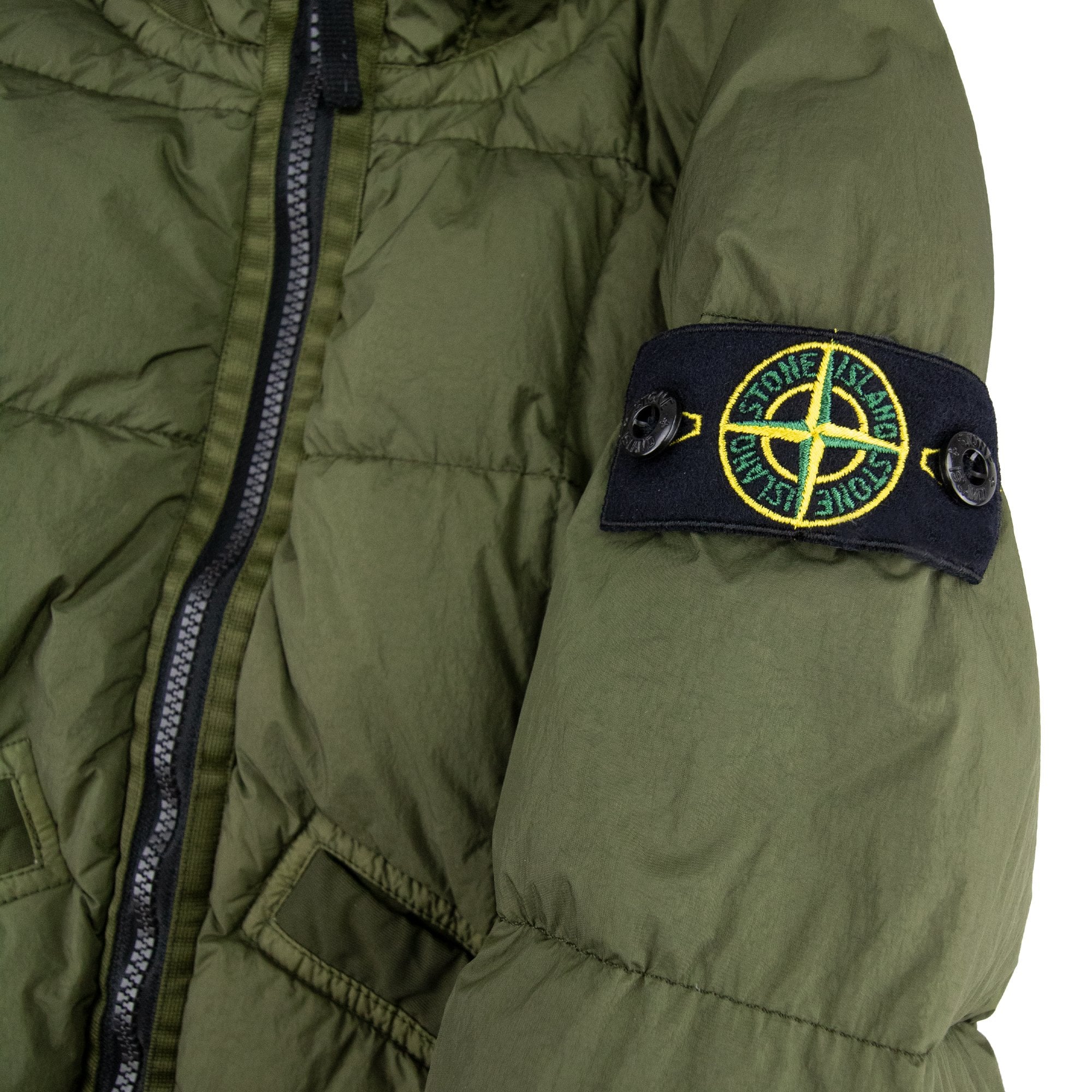 Stone Island Junior 40333 Garment Dyed Crinkle Reps Ny Down Jacket Khaki V0054
