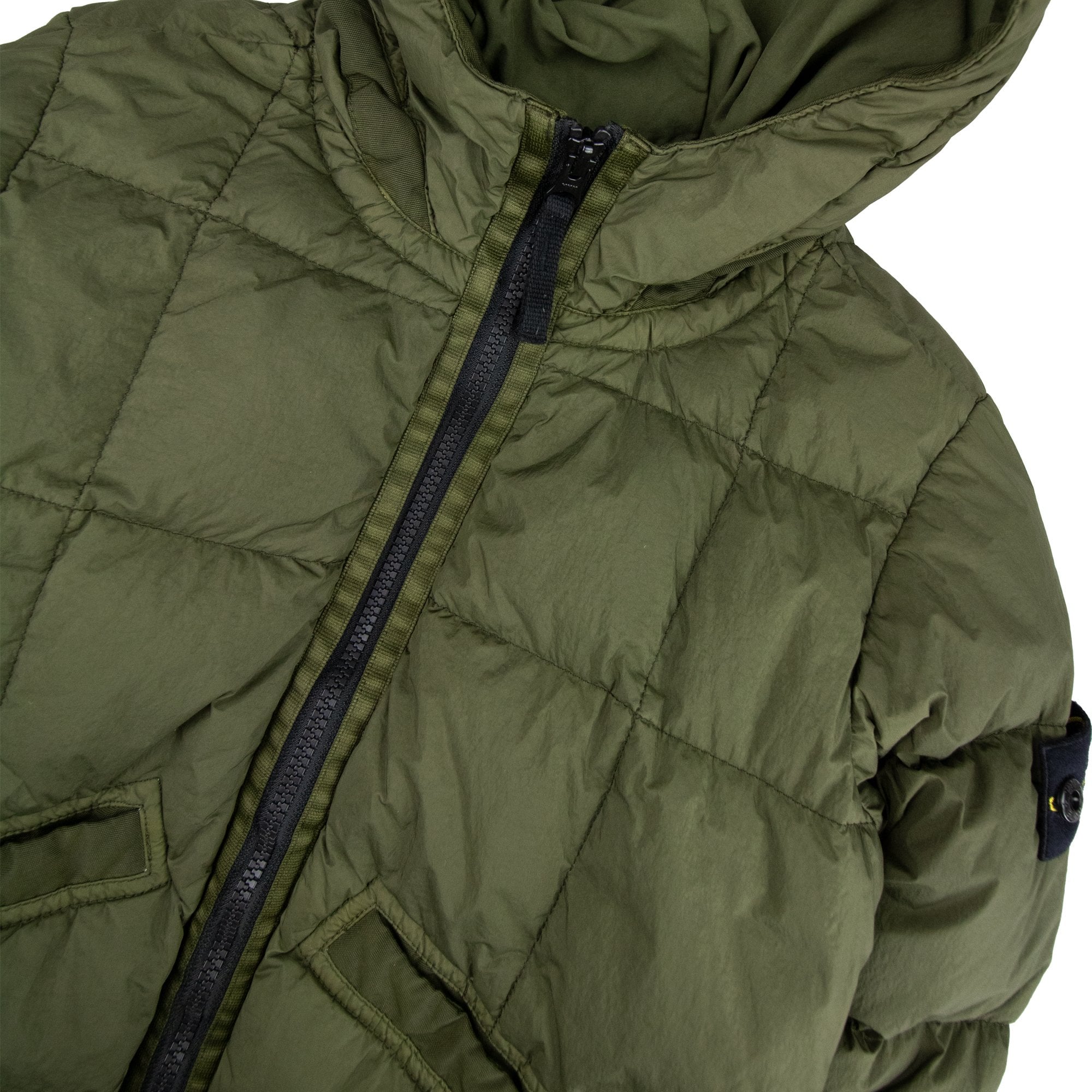 Stone Island Junior 40333 Garment Dyed Crinkle Reps Ny Down Jacket Khaki V0054