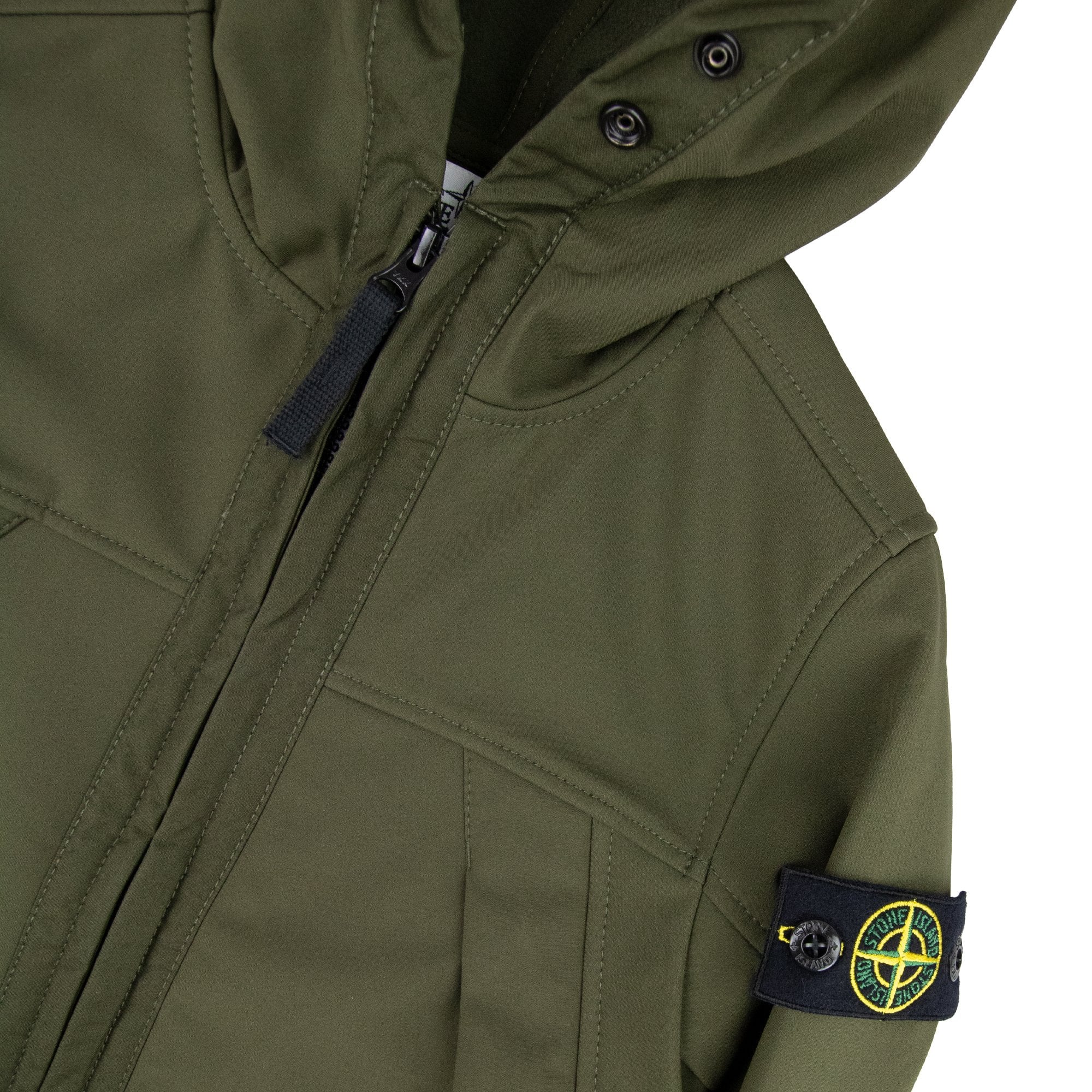 Stone Island Junior Compass Hooded Woven Jacket Khaki V0054