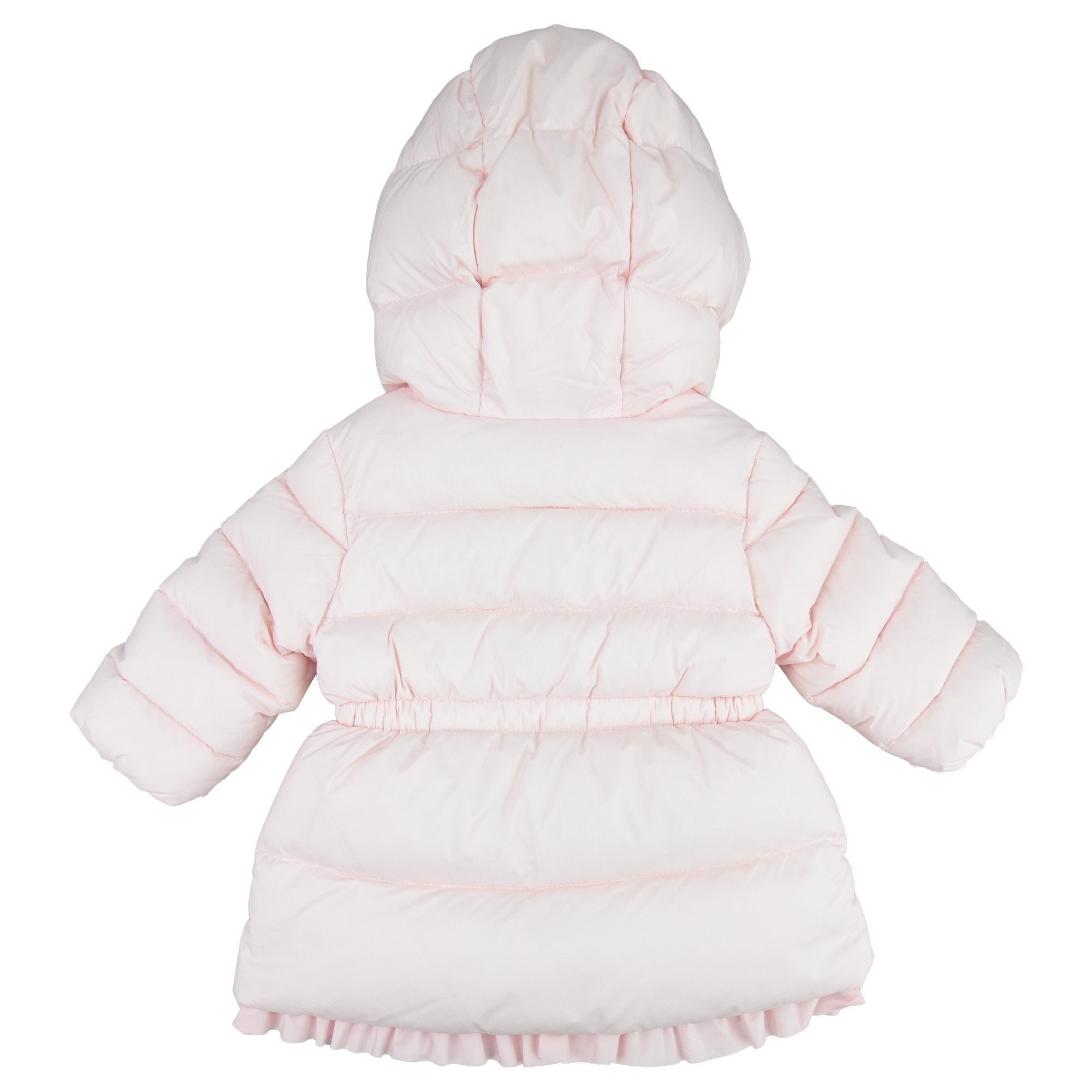 Moncler Junior Kithera Fur Hooded Longline Puffa Jacket Pink 503