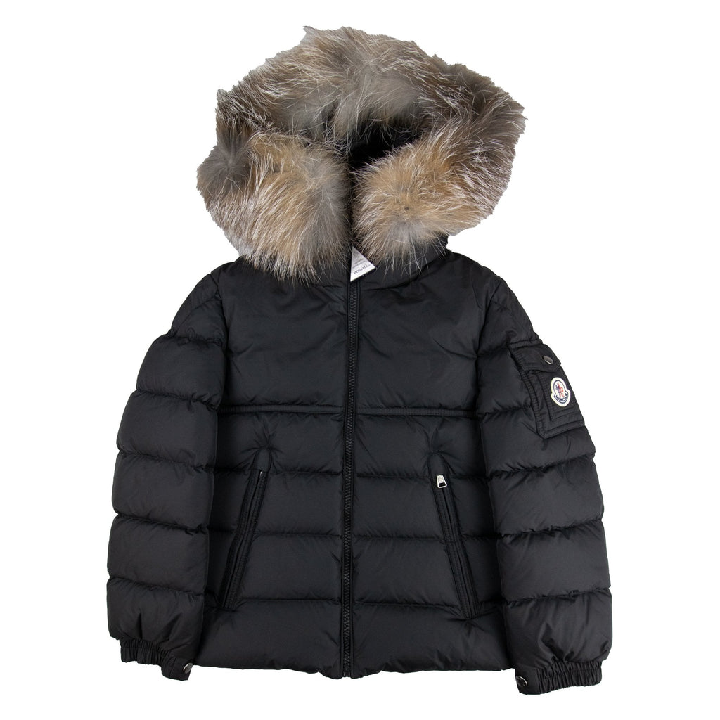 Moncler Junior New Byron Fur Coat Black