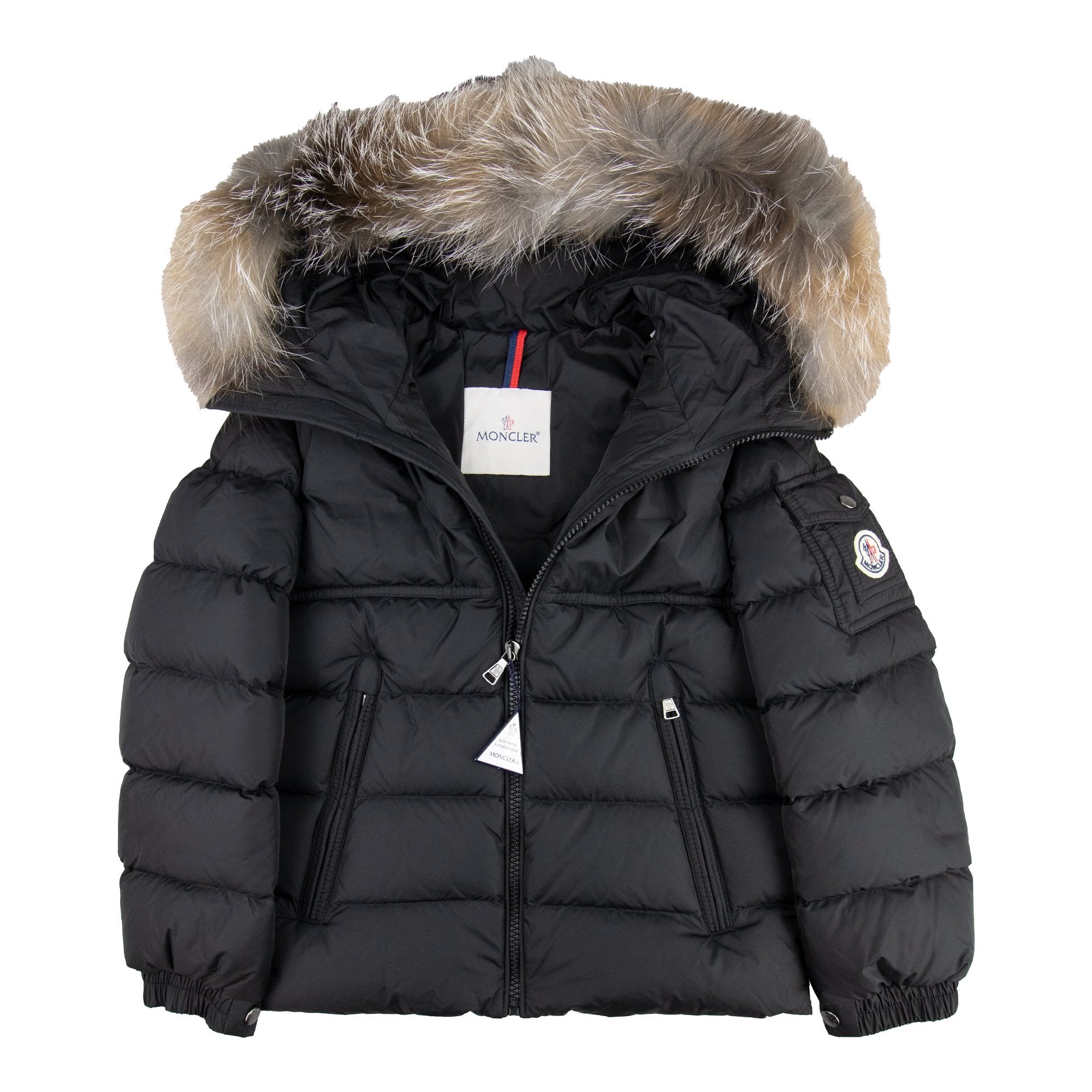 Moncler Junior New Byron Fur Coat Black