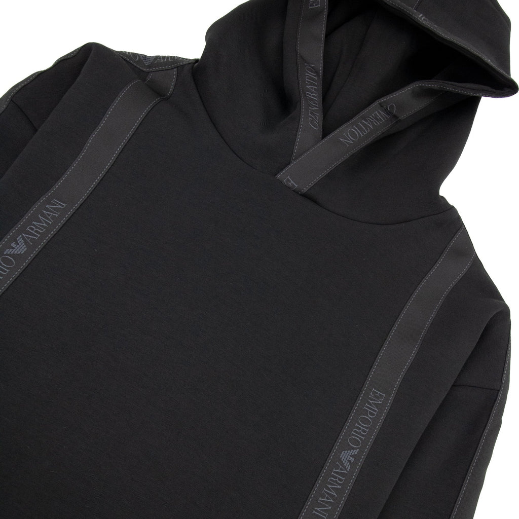 Emporio Armani Tape Logo Hoodied Sweatshirt Black 999