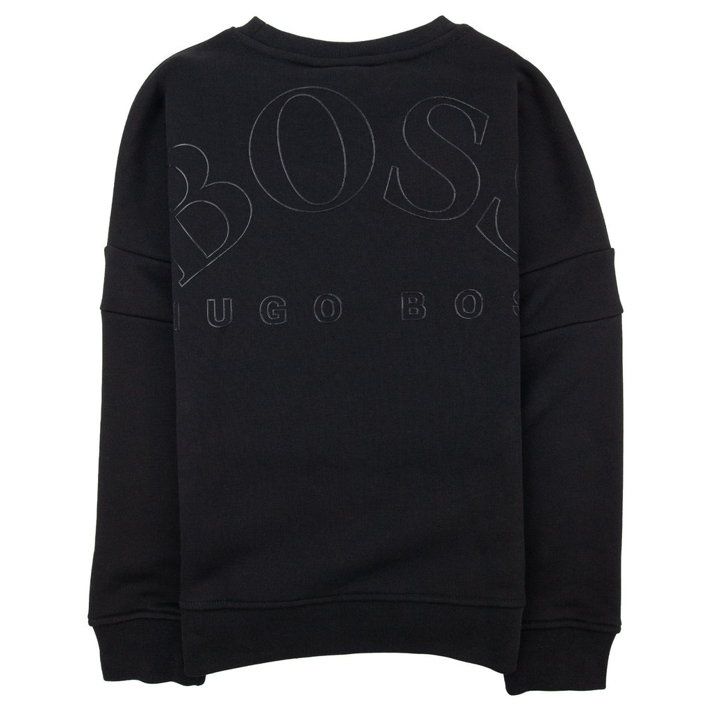 Hugo Boss Kids Lustrous Logo Crew Neck Sweatshirt Black