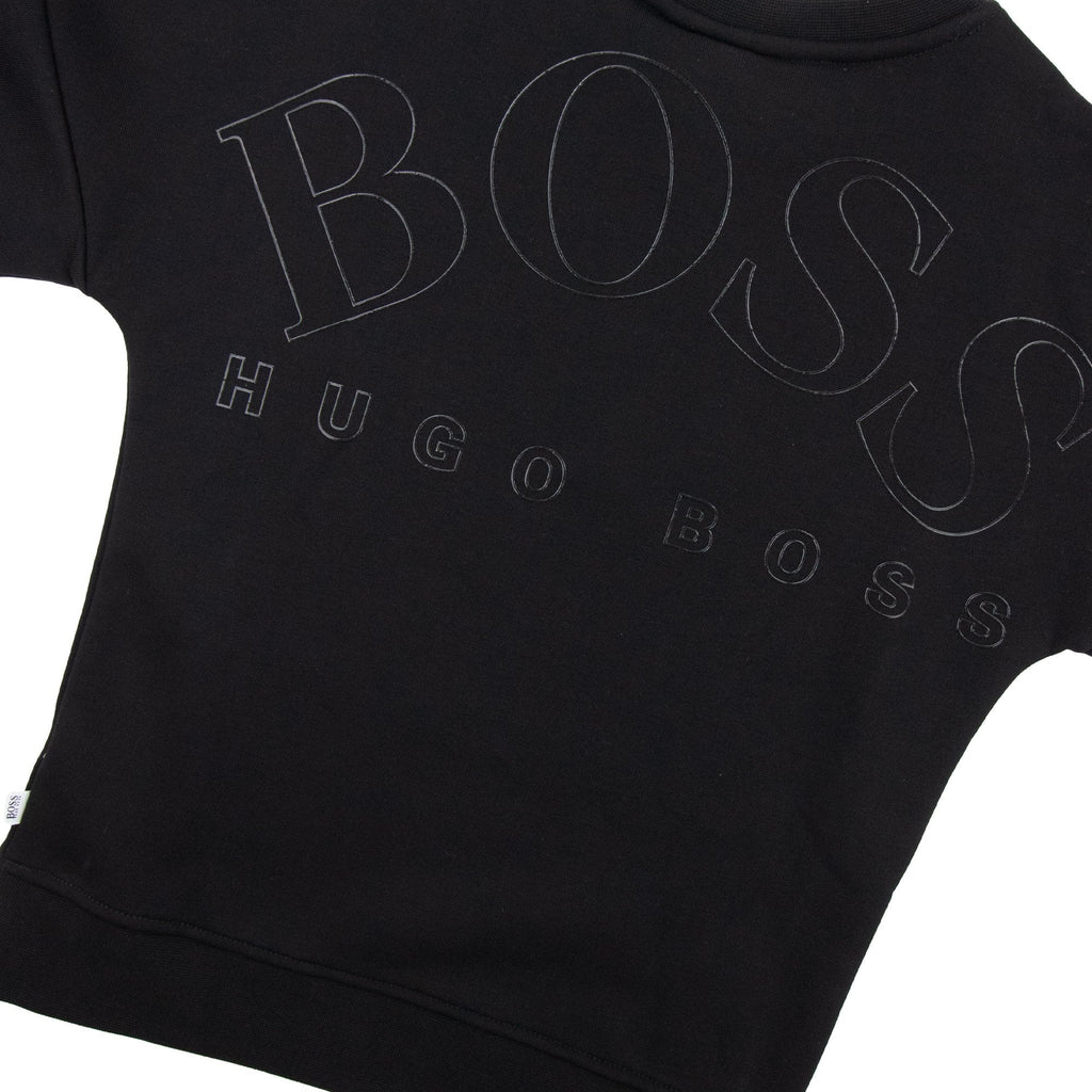 Hugo Boss Kids Lustrous Logo Crew Neck Sweatshirt Black