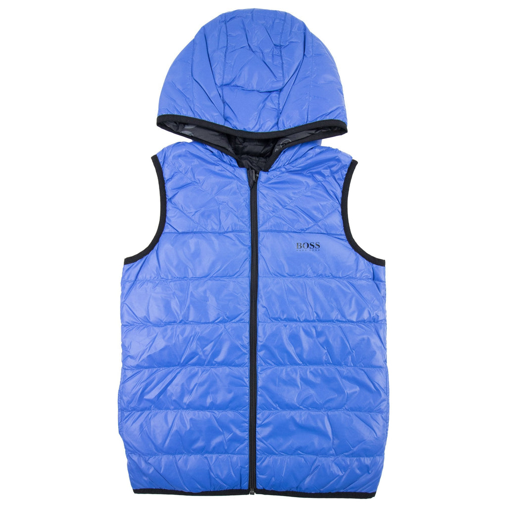 Hugo Boss Kids Logo Reversible Padded Gilet Blue Black