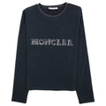 Moncler Junior Sequin Logo Long Sleeve T Shirt Black 999