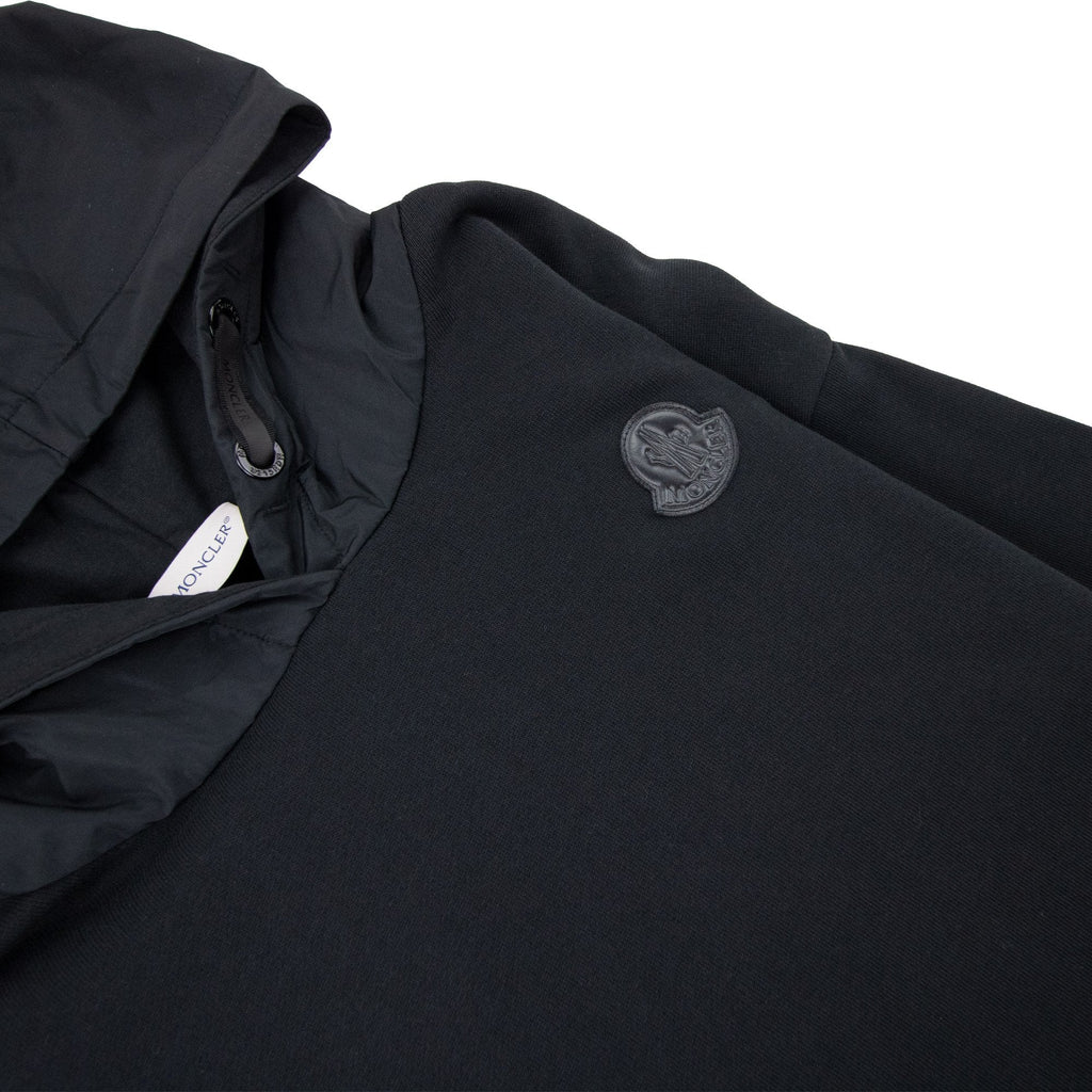 Moncler Junior Front Zip Logo Hoodied Sweatshirt Black 999