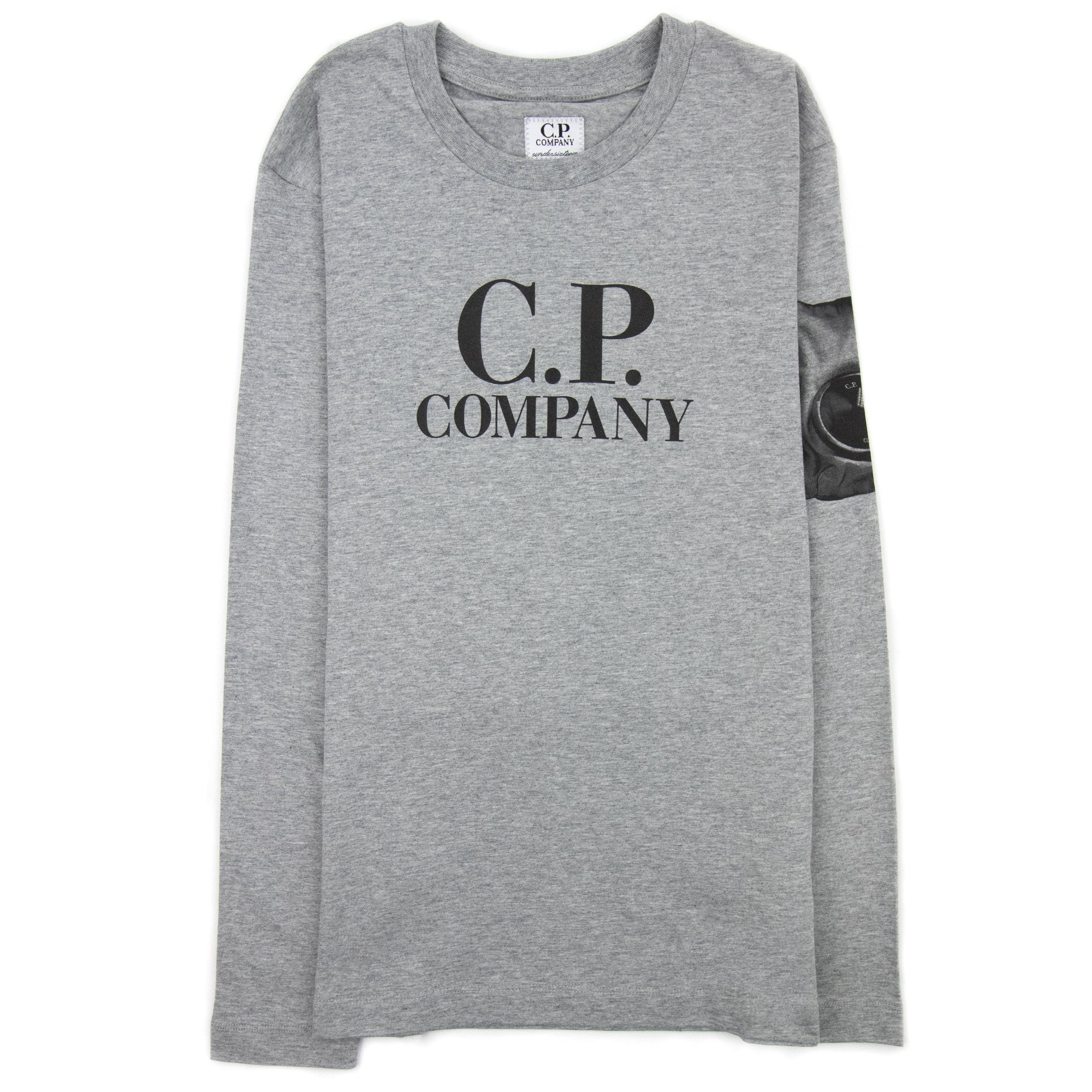 Cp Company Undersixteen Logo Print L/s T Shirts Grey M93