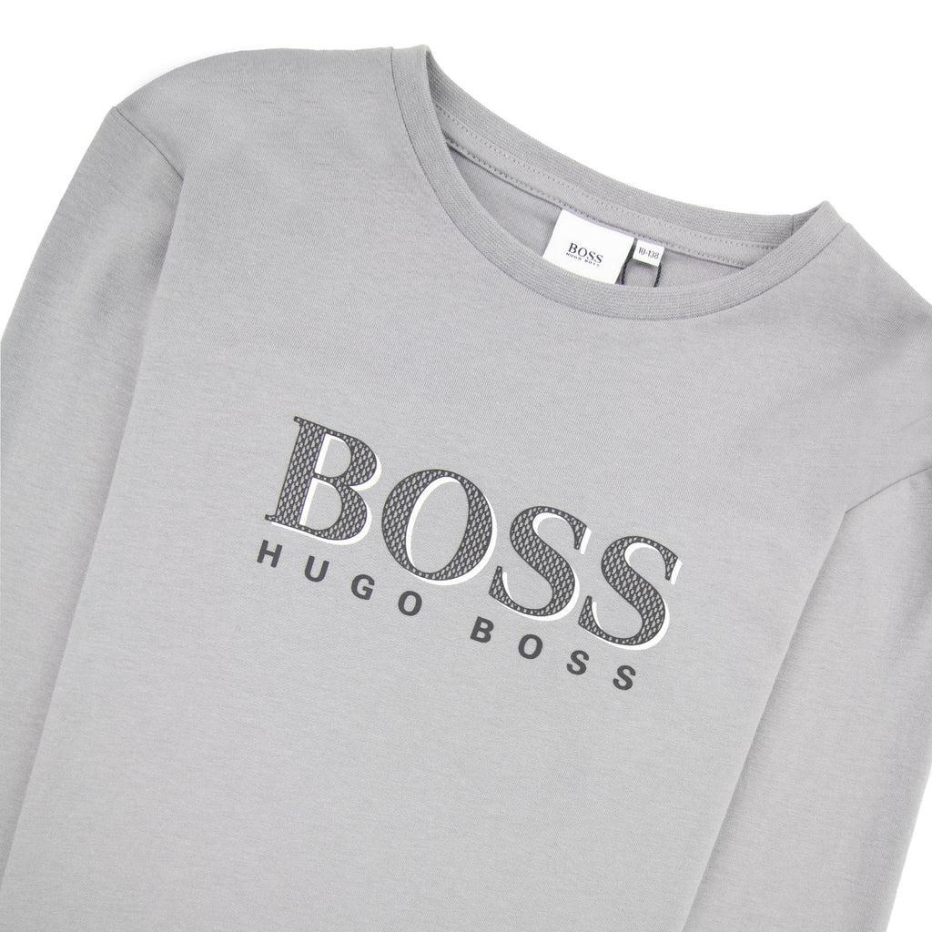 Hugo Boss Kids Logo L/s T Shirt Medium Grey