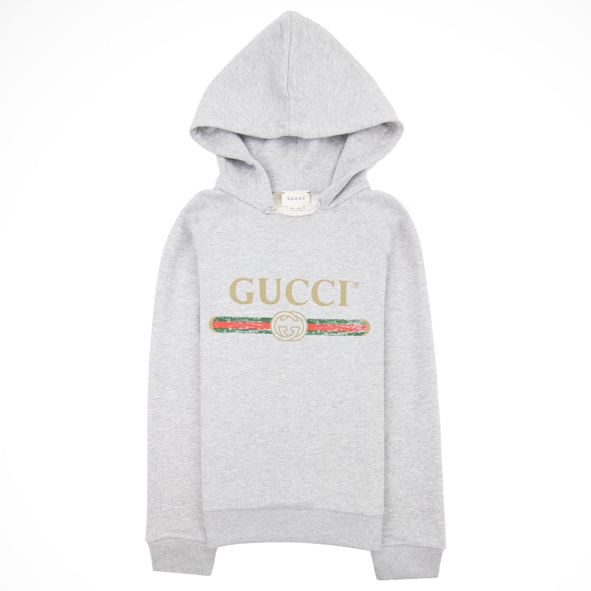 Gucci Junior Logo Print Hooded Sweatshirt Grey 1676